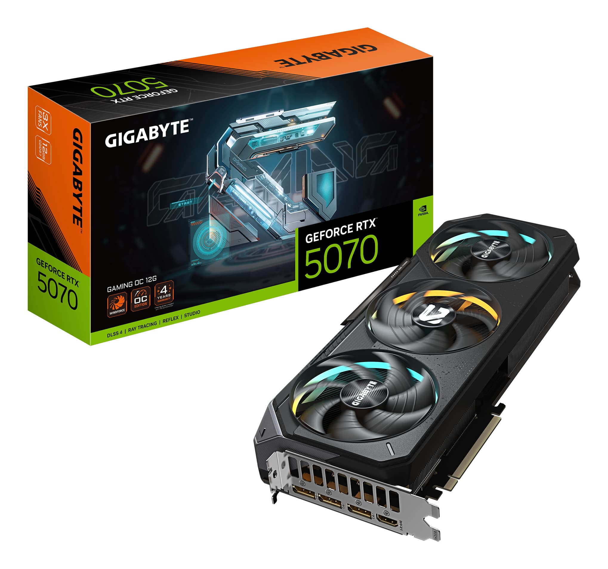 GIGABYTE GeForce RTX 5070 GAMING OC 12G Carte Graphique - 12 Go GDDR7, 192 bits, PCI-E 5.0, 2625 MHz Core Clock, 3 x DP 2.1a, 1 x HDMI 2.1b, NVIDIA DLSS 4, GV-N5070GAMING OC-12GD