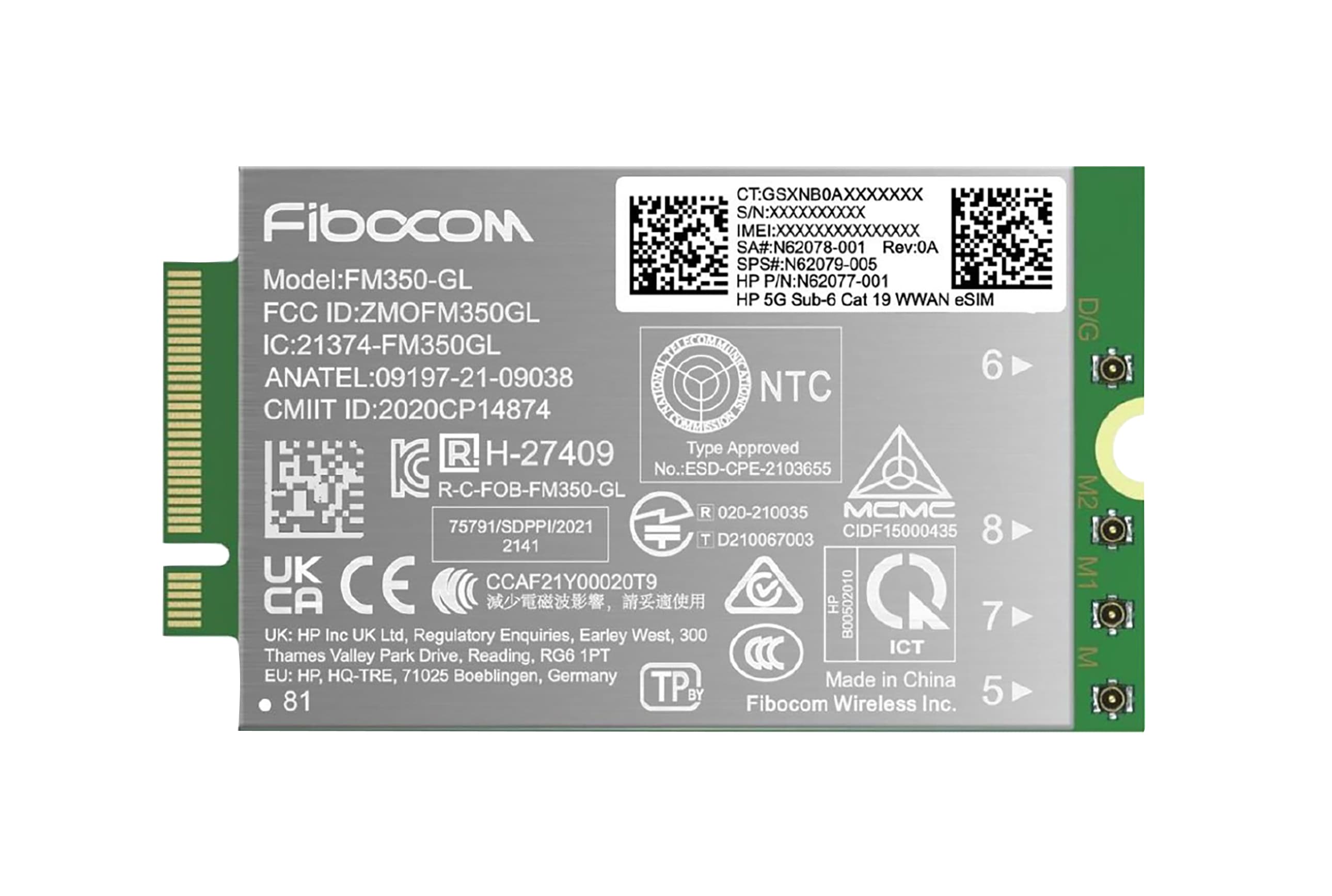 HP 5G Sub-6 Cat 19 WWAN carte et adaptateur d'interfaces