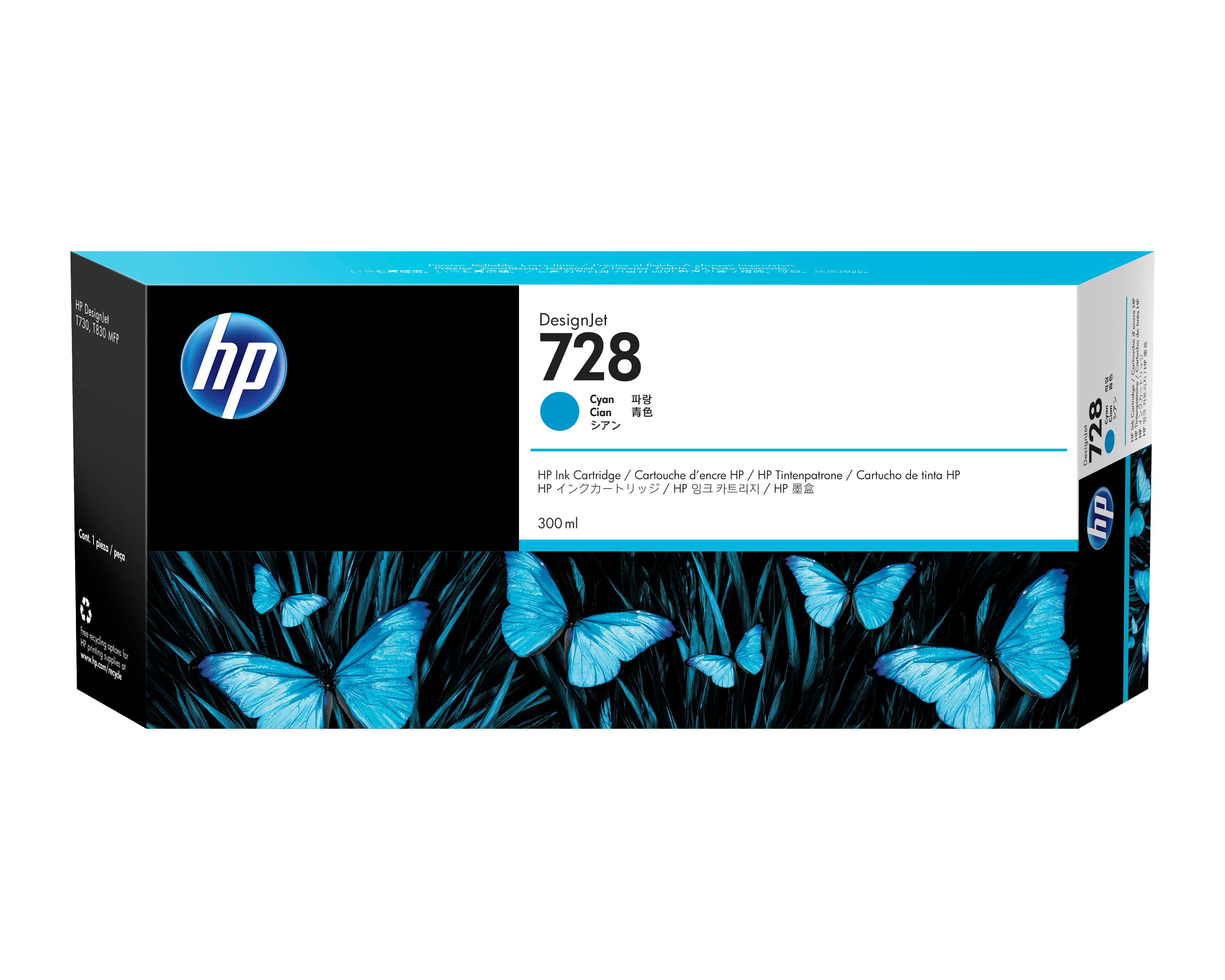 HP 728 DesignJet cartouche d'encre cyan, 300 ml