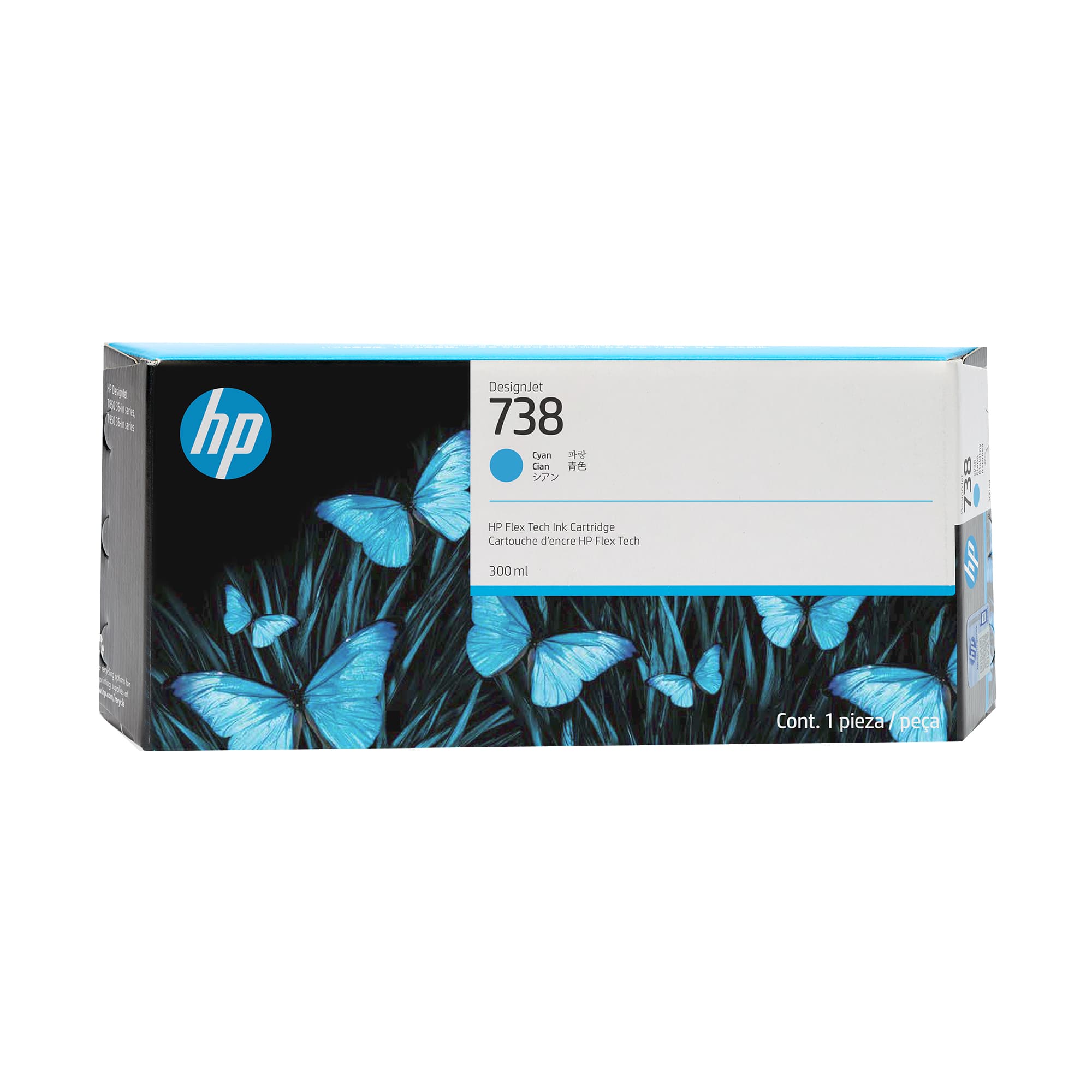 HP Cartouche d’encre DesignJet 738, cyan, 300 ml