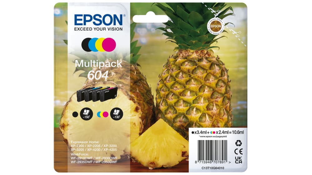 Epson 604 cartouche d'encre 4 pièce(s) Original Rendement standard Noir, Cyan, Magenta, Jaune