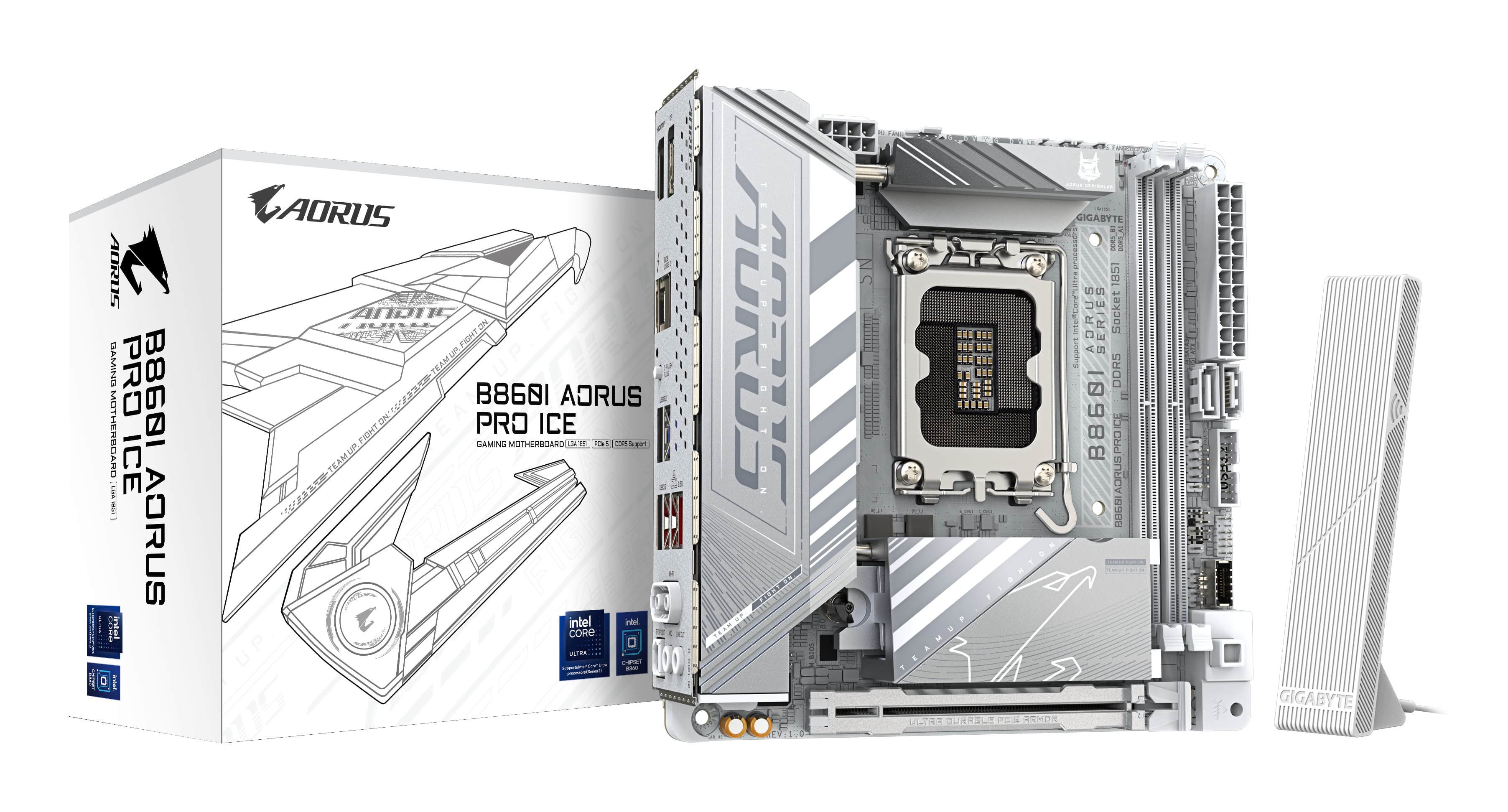 GIGABYTE B860I AORUS PRO ICE Carte mère - Processeurs Intel Core Ultra, VRM 8+1+2+1 phases, jusqu'à 9200MHz DDR5, 1xPCIe 5.0 + 1xPCIe 4.0 M.2, LAN 2,5 GbE, WIFI 7, Thunderbolt 4