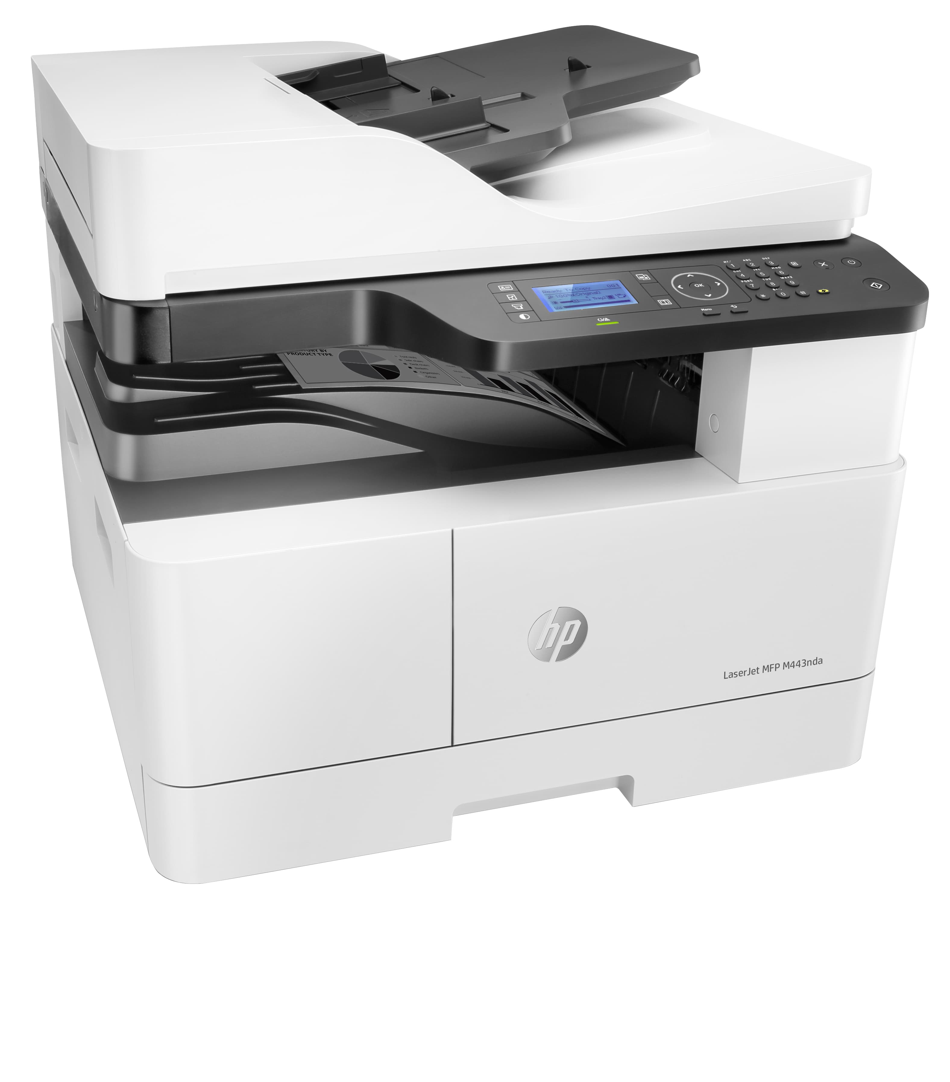 HP LaserJet M443nda Multifunction Noir et blanc Imprimante, Ethernet uniquement; Copieur, Scanner