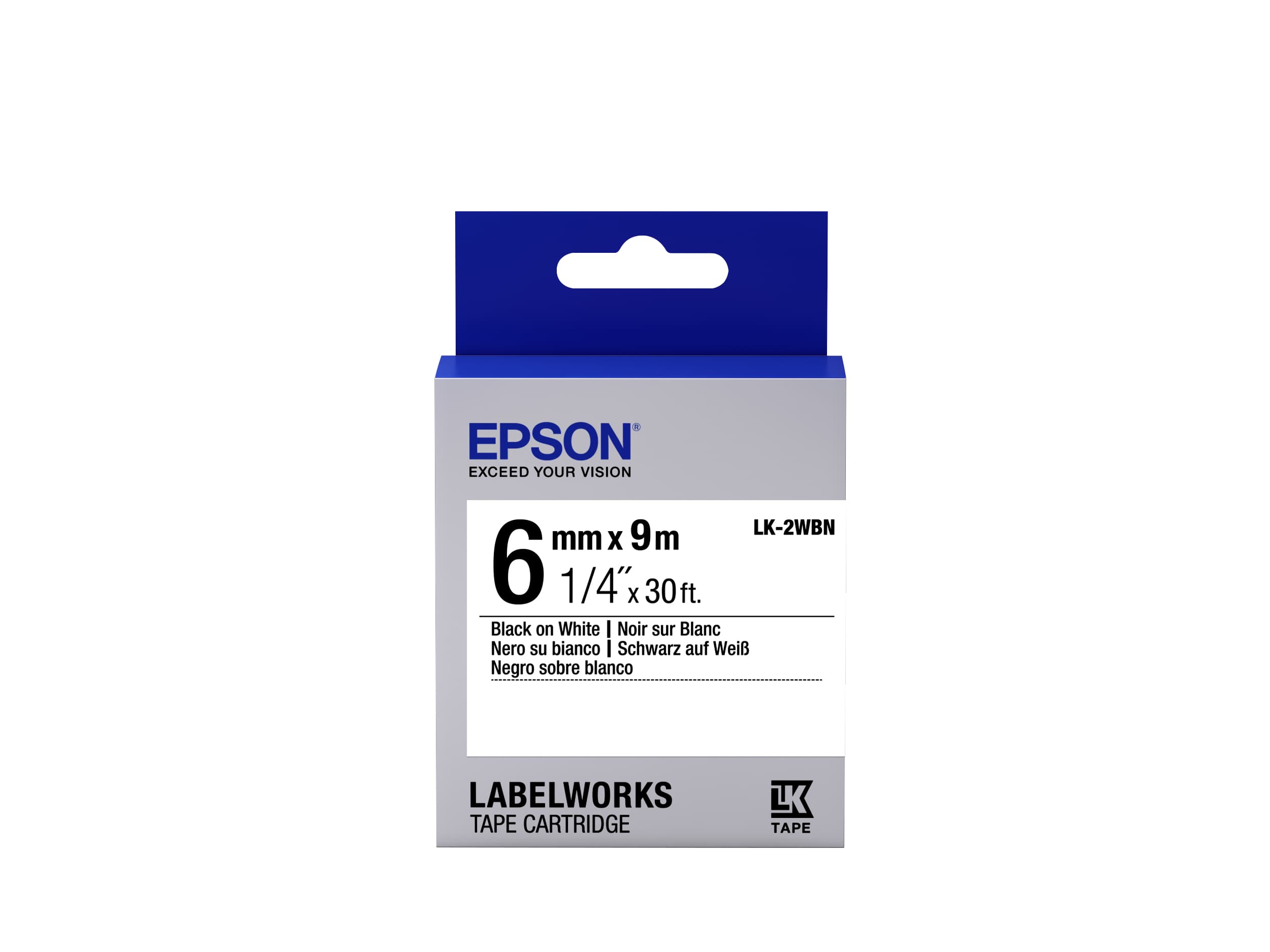 Epson LK-2WBN - Standard - Noir sur Blanc - 6mmx9m