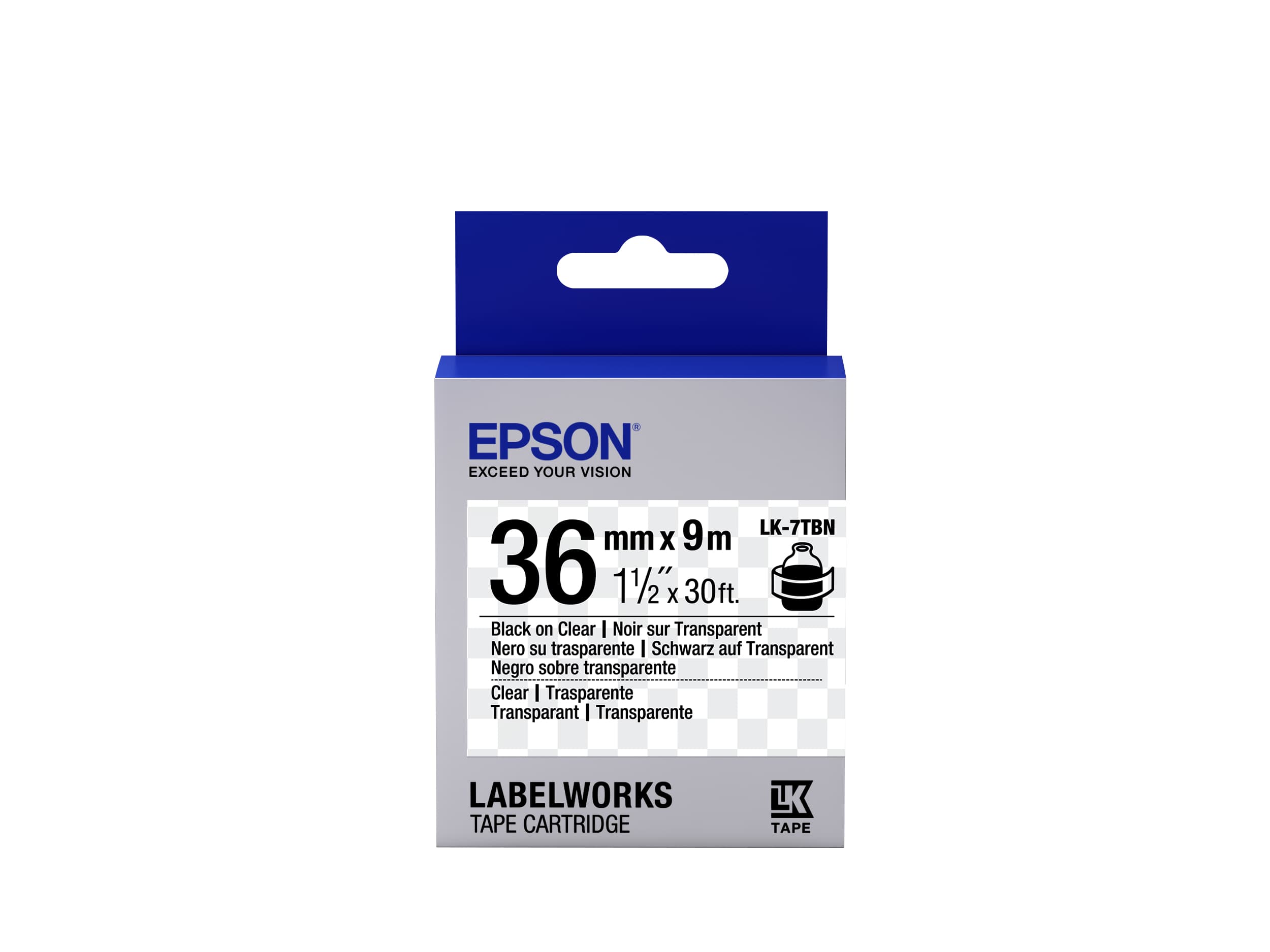 Epson LK-7TBN - Transparent - Noir sur Transparent - 36mmx9m