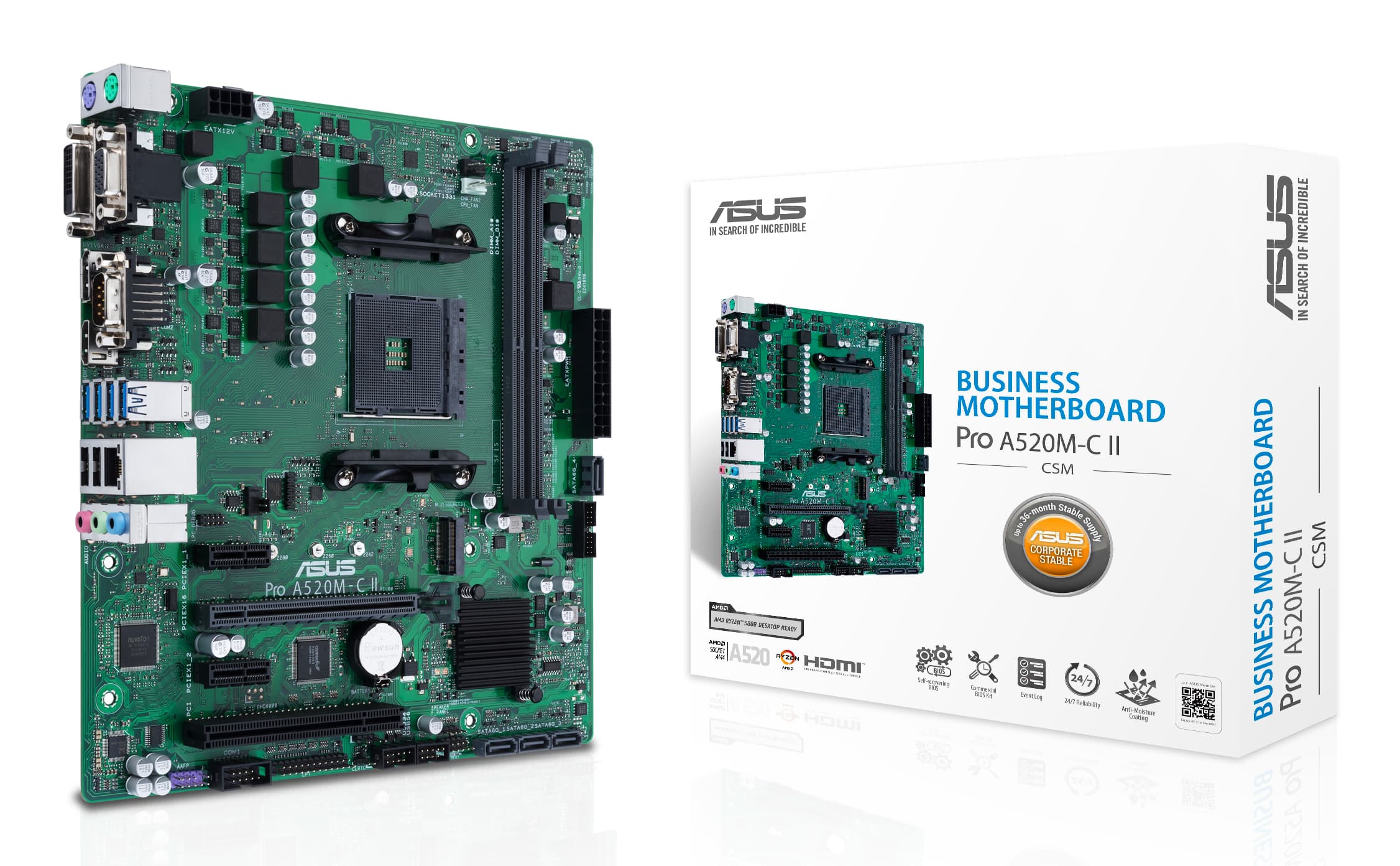ASUS PRO A520M-C II/CSM AMD A520 Emplacement AM4 micro ATX
