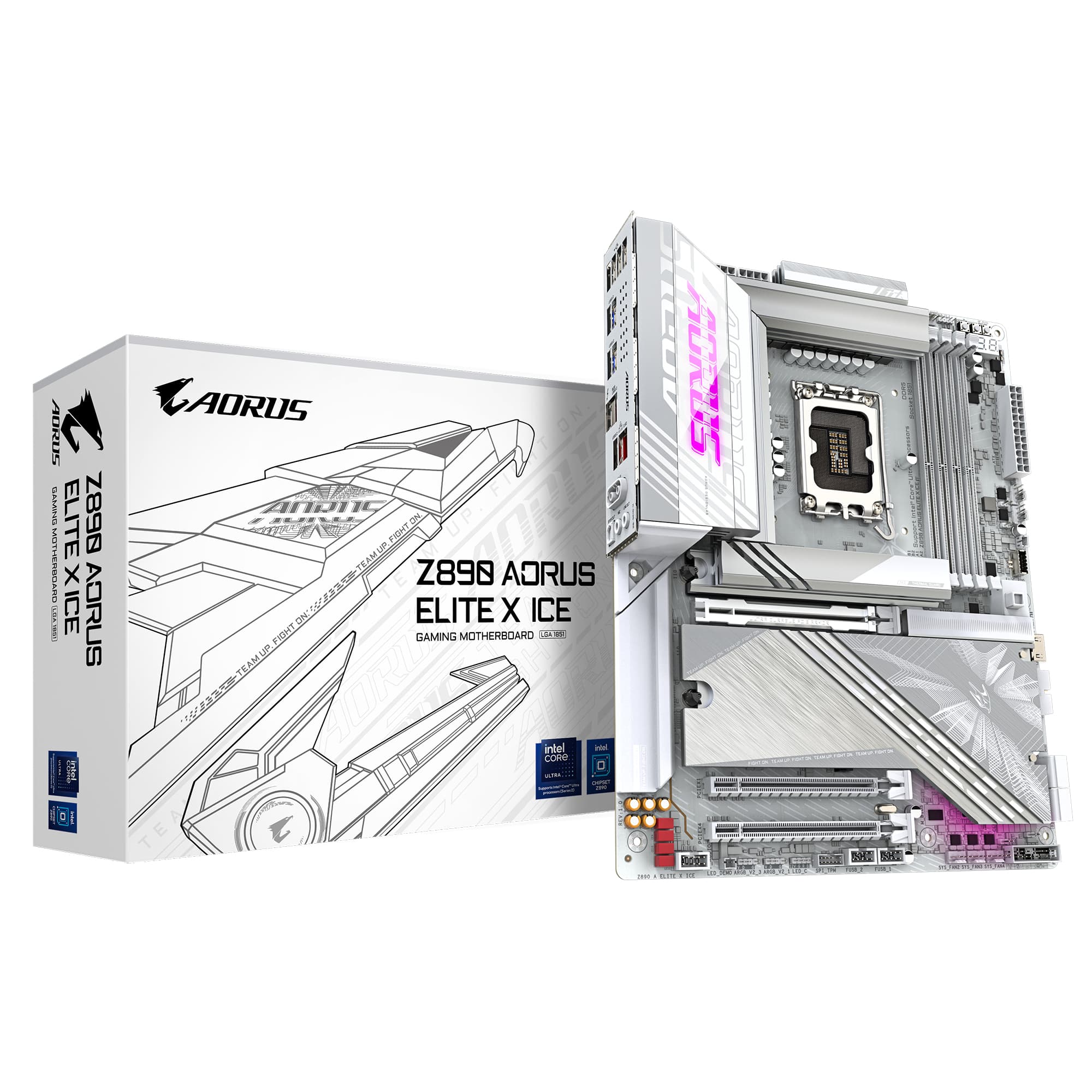 GIGABYTE Carte mère Z890 AORUS ELITE X ICE - Prend en charge les processeurs Intel Core Ultra (Série 2), VRM à 16+1+2 phases, jusqu'à 9500MHz DDR5 (OC), 1xPCIe 5.0 + 4xPCIe 4.0, Wi-Fi 7, LAN 2.5GbE, Thunderbolt 4