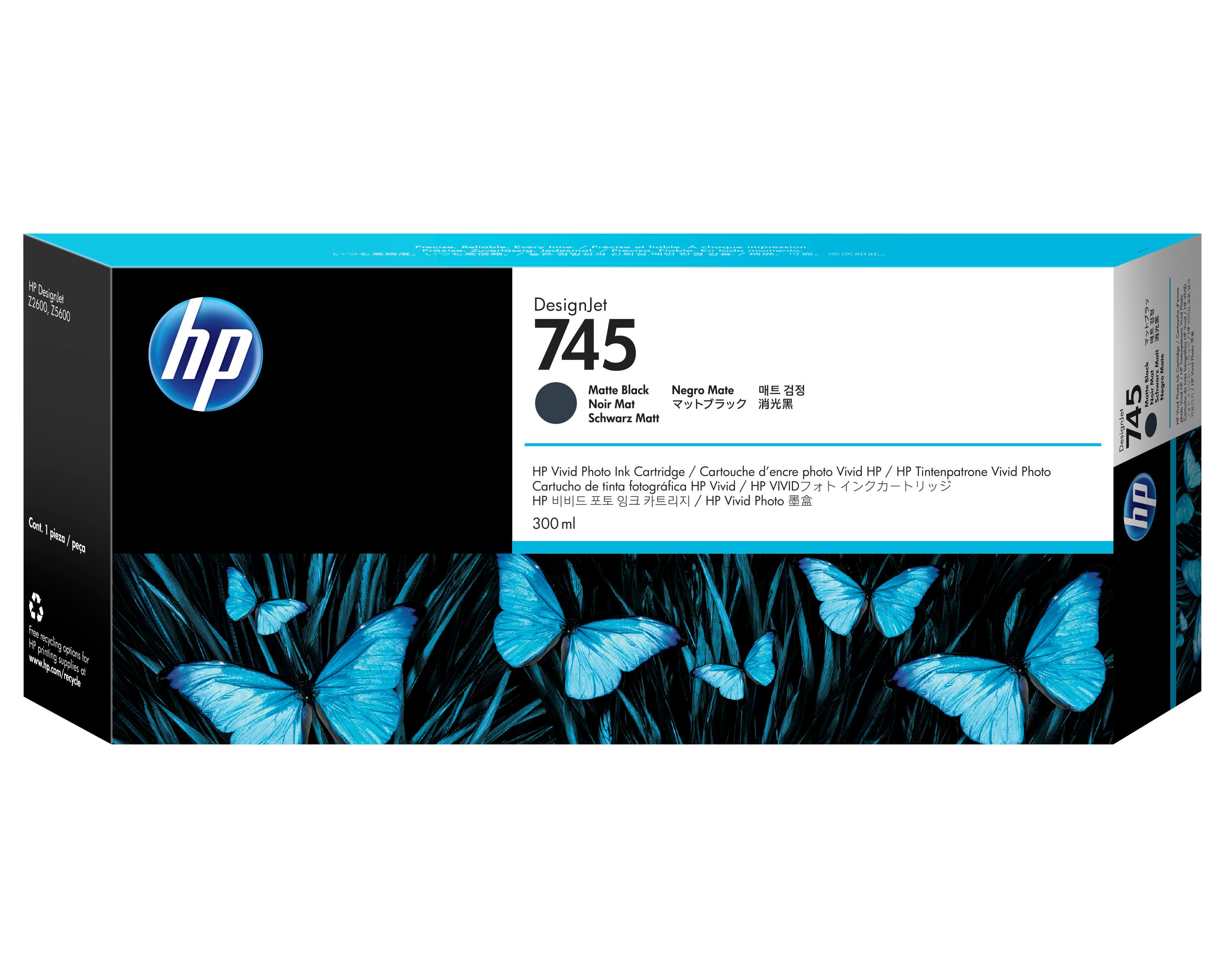 HP Cartouche d'encre DesignJet 745 noir mat, 300 ml