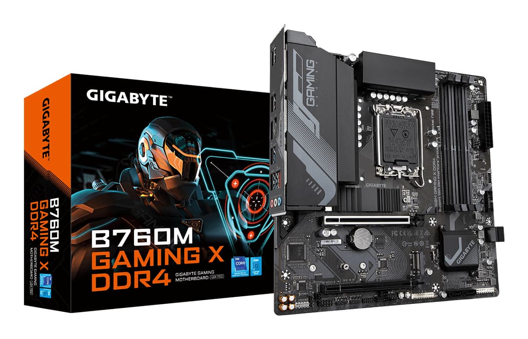 GIGABYTE B760M GAMING X DDR4 Carte mère - Prend en charge les processeurs Intel Core de 14e génération, VRM numérique 8+1+1 phases, jusqu'à 5333MHz DDR4 (OC), 2xPCIe 4.0 M.2, LAN 2.5GbE, USB 3.2 Gen2