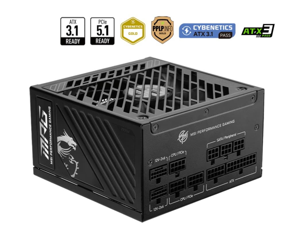 MSI MPG A1250GS PCIE5 unité d'alimentation d'énergie 1250 W 24-pin ATX ATX Noir