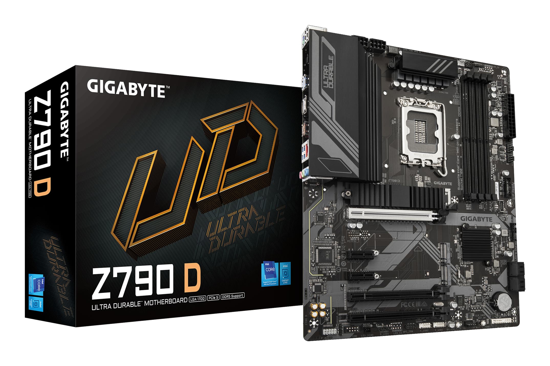 GIGABYTE Z790 D Carte Mère - Prend en charge les processeurs Intel Core de 14e génération, VRM numérique 12+1+1 phases, jusqu'à 7600MHz DDR5 (OC), 3xPCIe 4.0 M.2, LAN 2.5GbE, USB 3.2 Gen 2