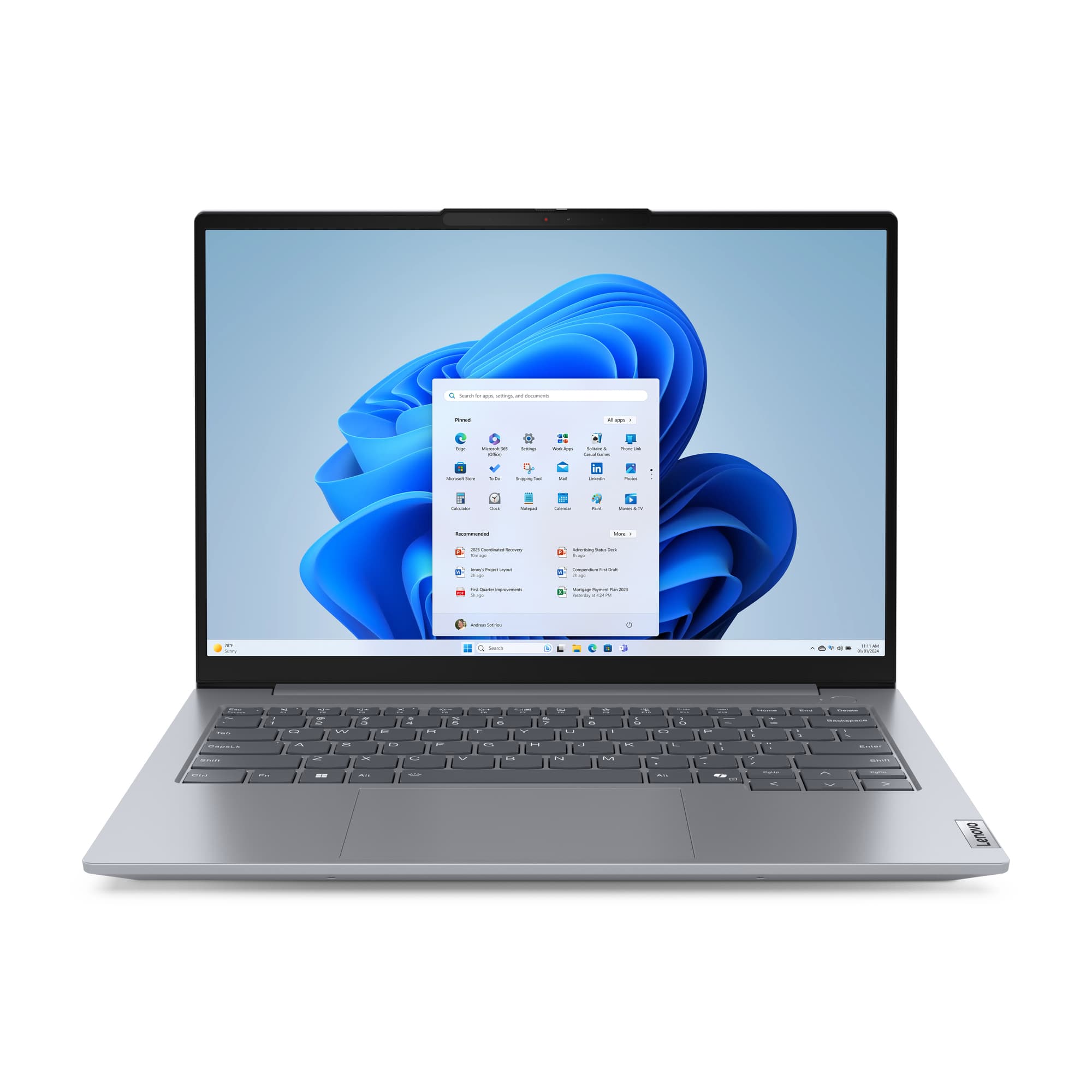 Lenovo ThinkBook 14 G7 ARP AMD Ryzen™ 7 7735HS Ordinateur portable 35,6 cm (14") WUXGA 16 Go DDR5-SDRAM 512 Go SSD Wi-Fi 6E (802.11ax) Windows 11 Pro Français Gris