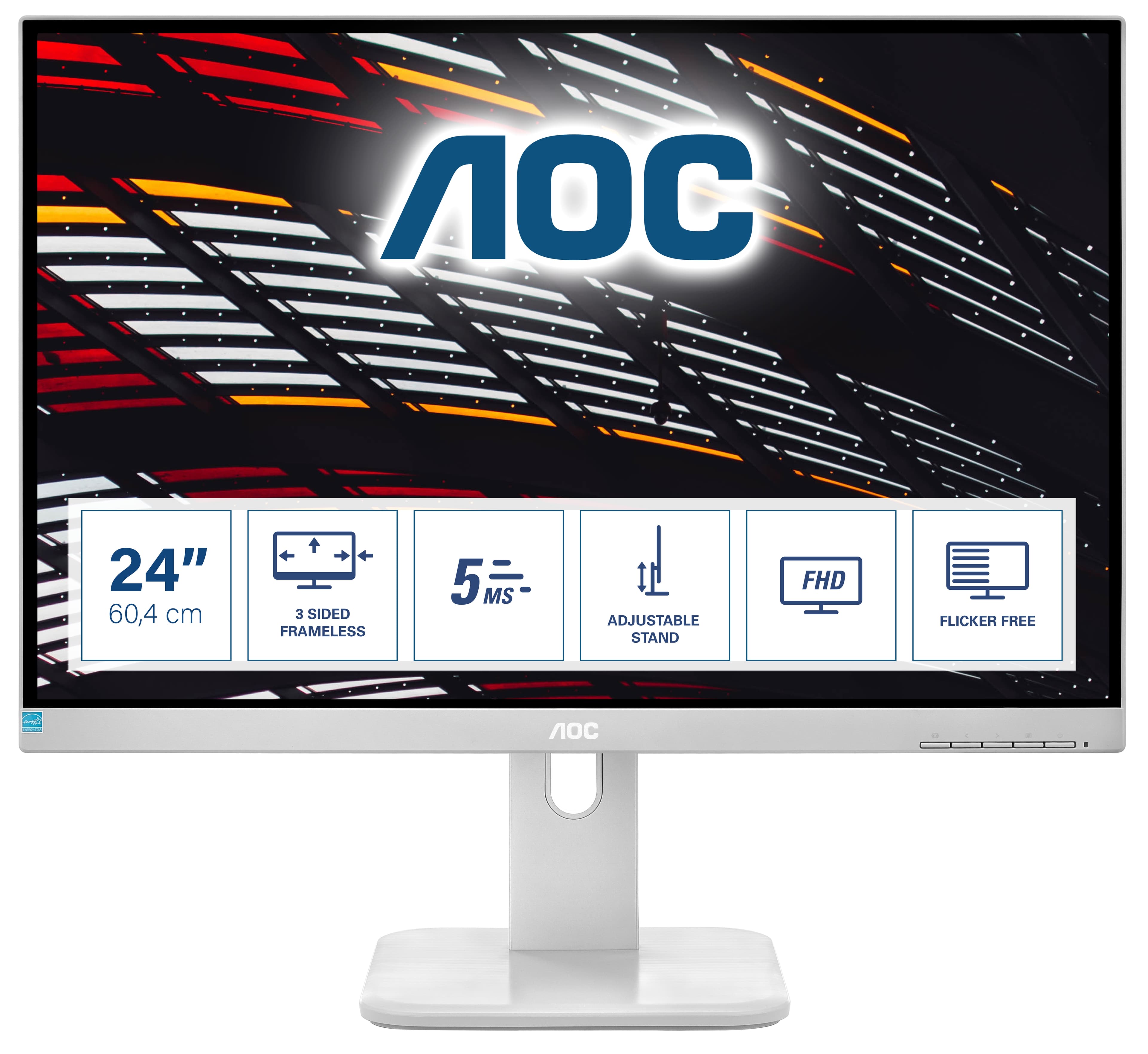 AOC P1 24P1/GR écran plat de PC 60,5 cm (23.8") 1920 x 1080 pixels Full HD LED Gris