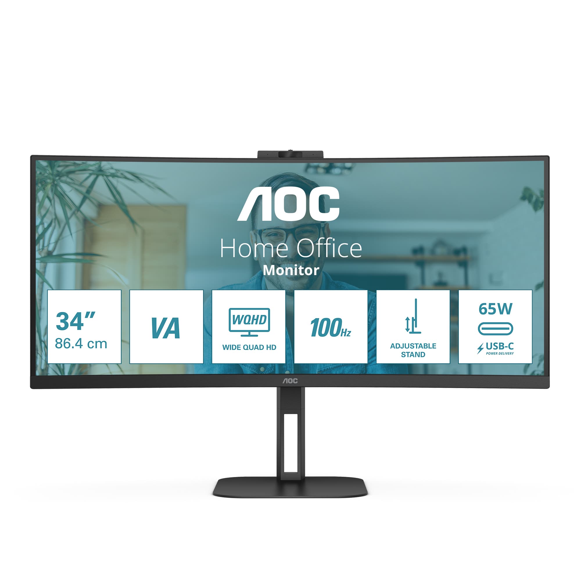 AOC V5 CU34V5CW écran plat de PC 86,4 cm (34") 3440 x 1440 pixels Wide Quad HD LED Noir