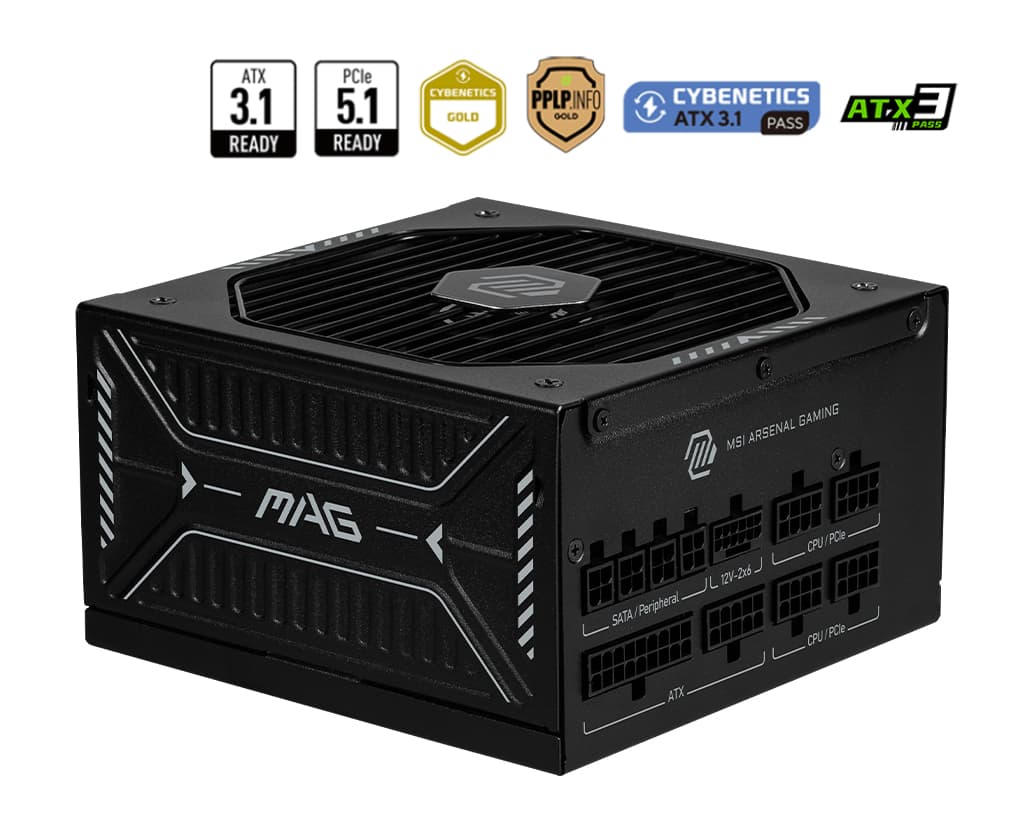MSI MAG A850GLS PCIE5 unité d'alimentation d'énergie 850 W 24-pin ATX ATX Noir