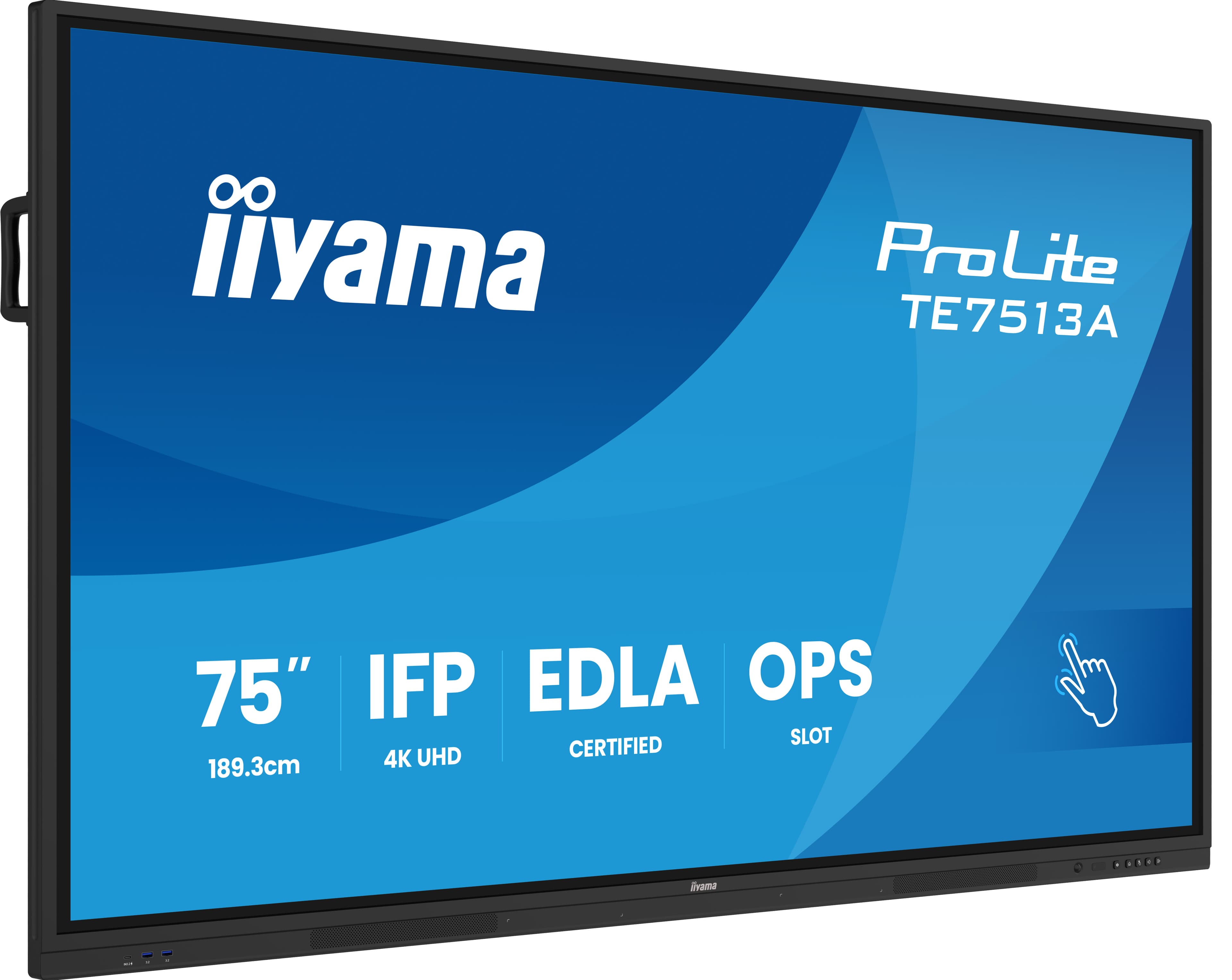 iiyama TE7513A-B1AG Écran d'affichage dynamique Écran plat interactif 190,5 cm (75") Wifi 500 cd/m² 4K Ultra HD Noir Écran tactile Intégré dans le processeur Android 18/7