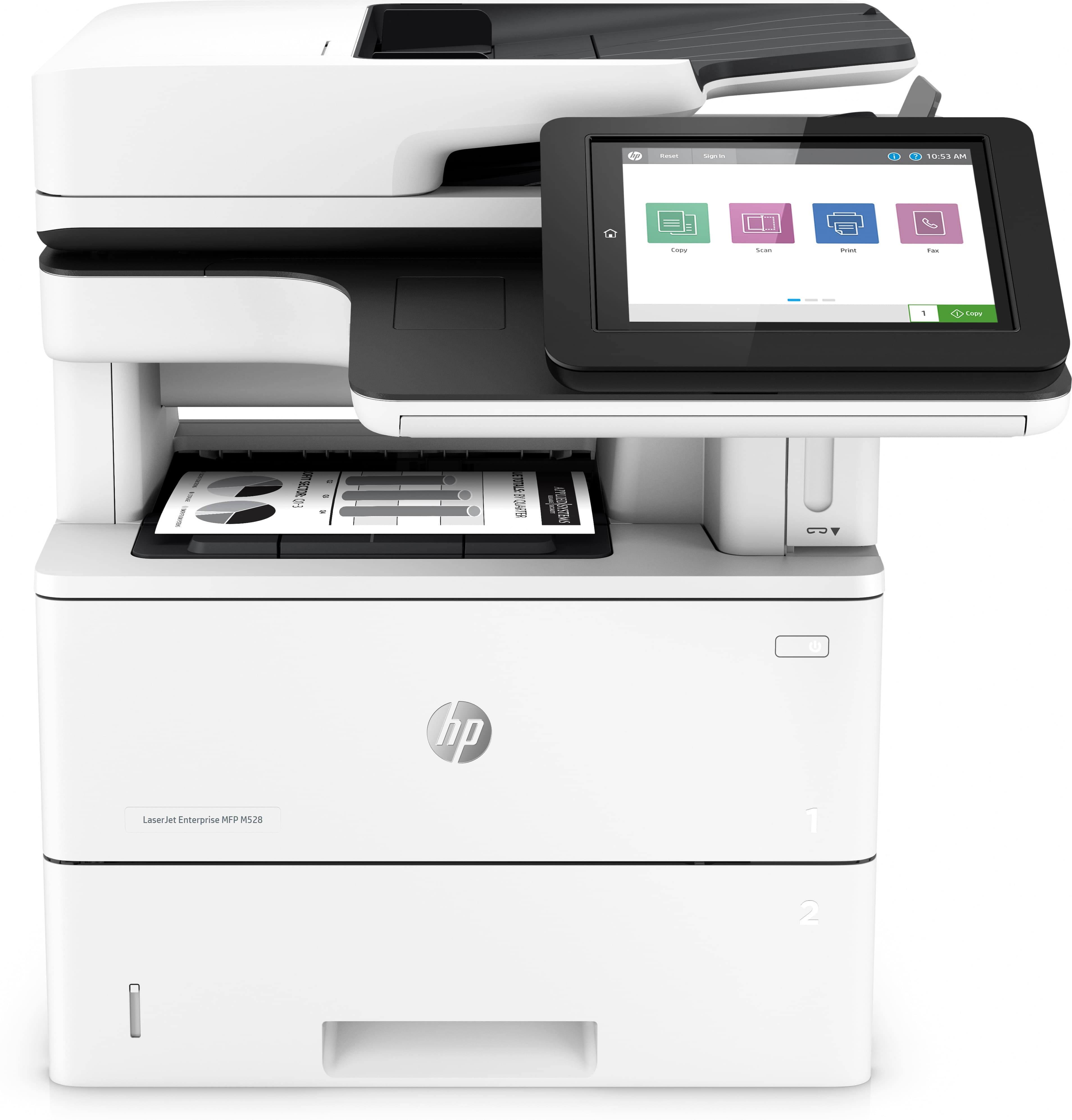 HP LaserJet Enterprise M528f Multifunction Noir et blanc Imprimante, Ethernet uniquement; Copieur, Scanner