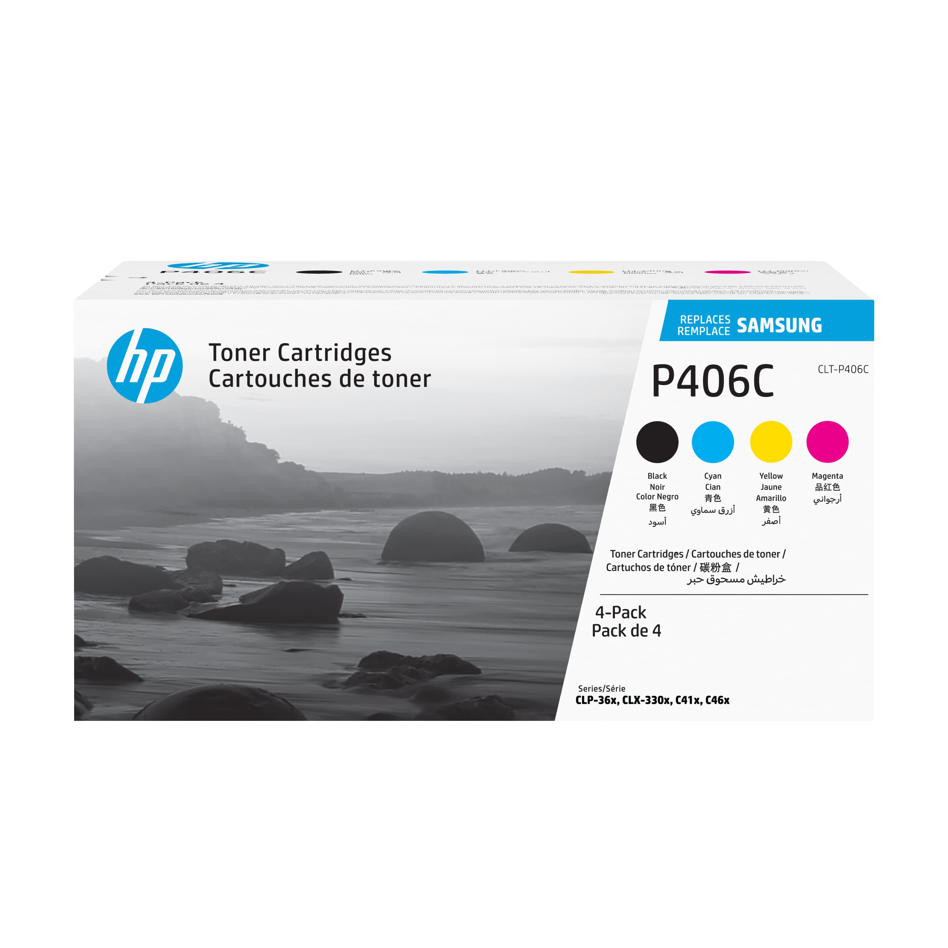 Samsung CLT-P406C Pack de 4 cartouches authentiques de toner cyan/magenta/jaune/noir