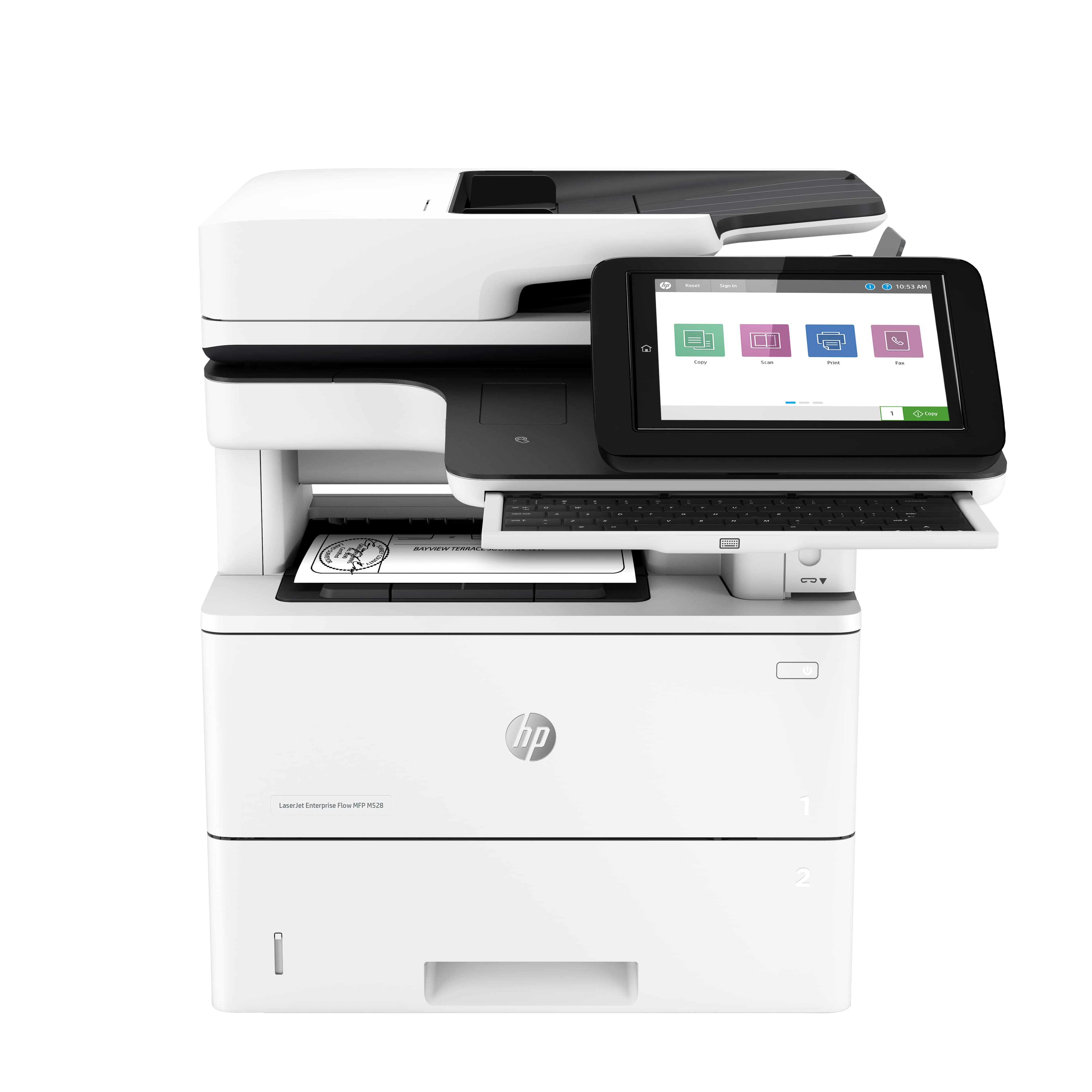 HP LaserJet Enterprise Flow LaserJet Enterprise M528z Sans fil Multifunction Noir et blanc Imprimante, Copieur, Scanner; Recto verso
