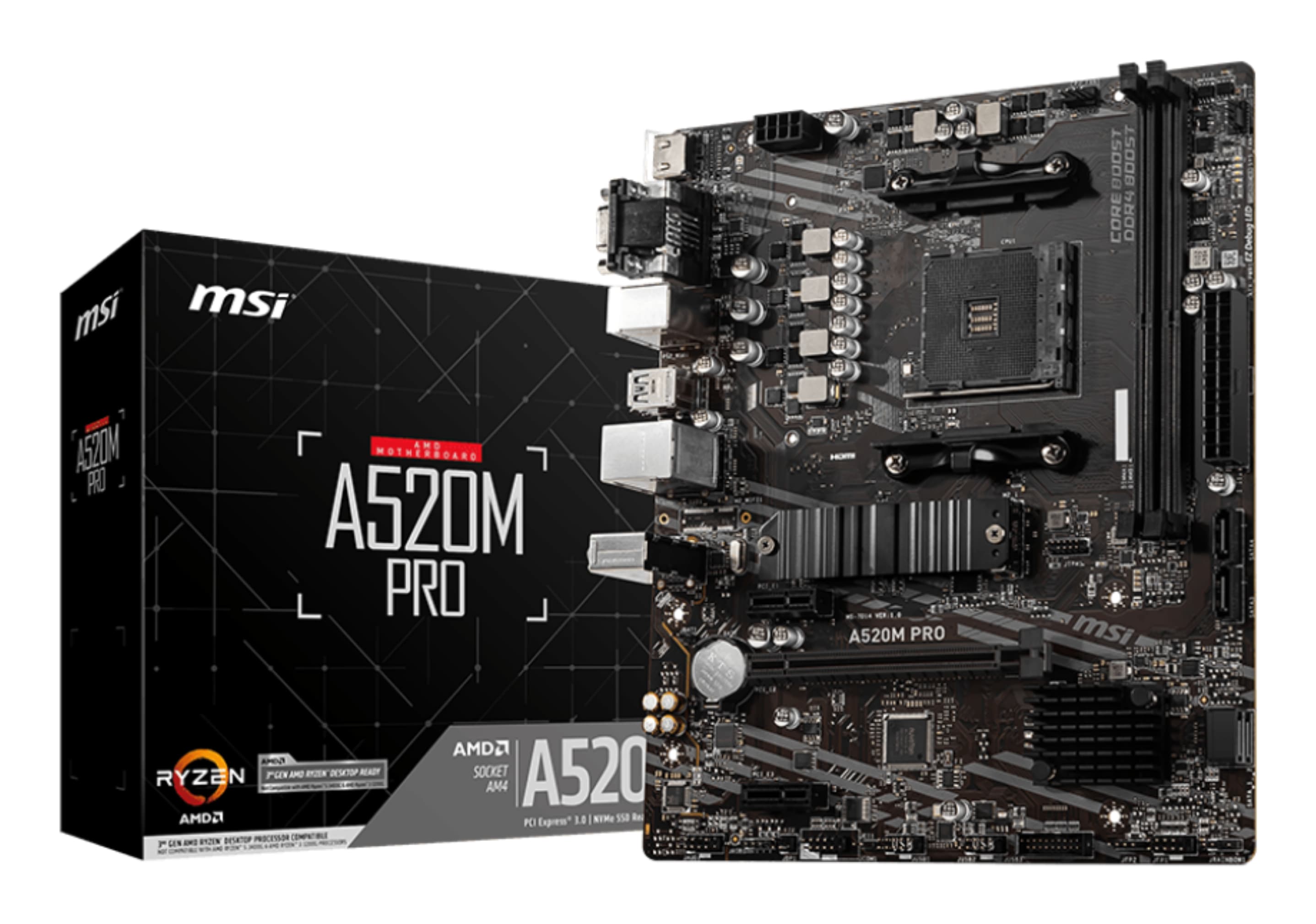 MSI A520M PRO carte mère AMD A520 Emplacement AM4 micro ATX