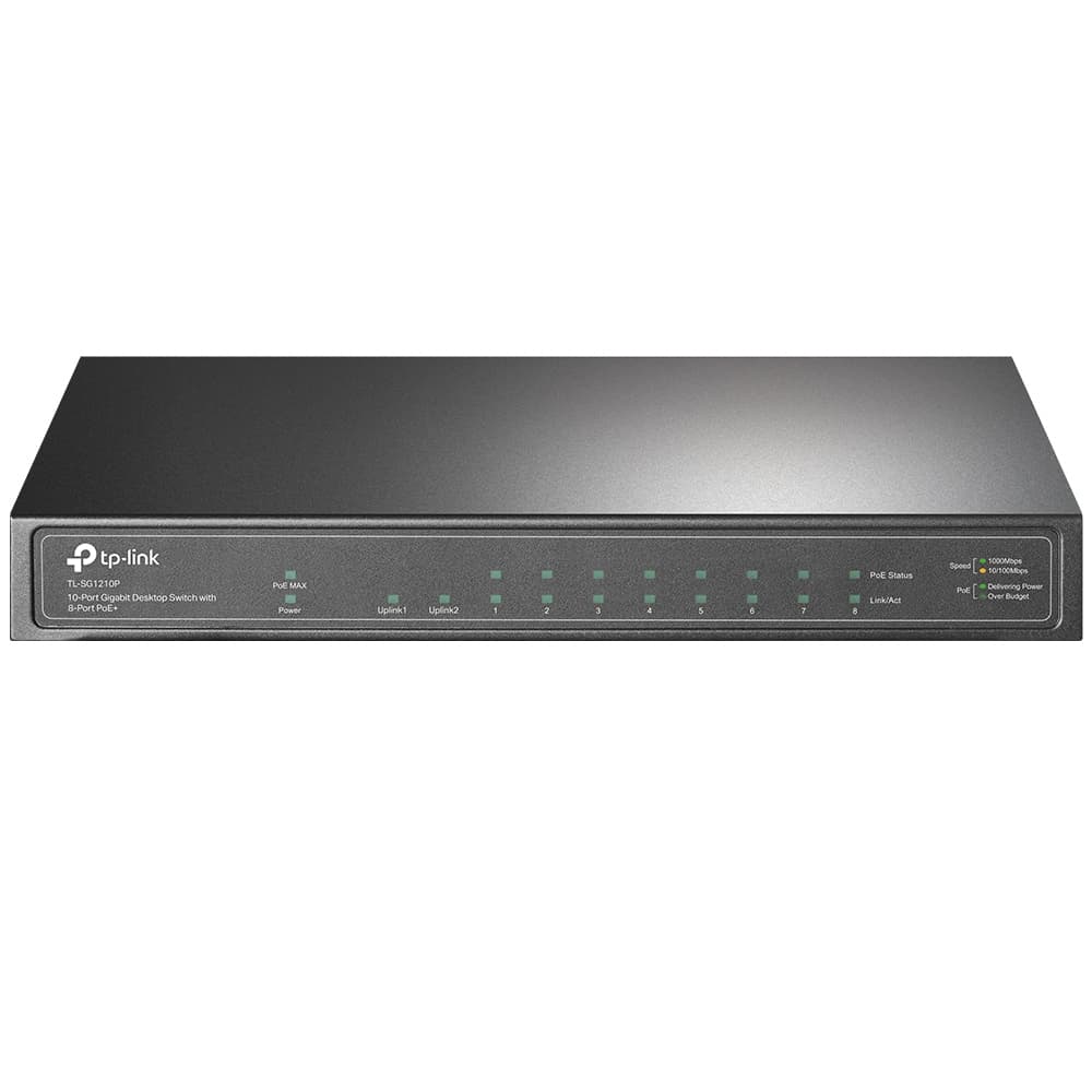 TP-Link TL-SG1210P commutateur réseau Non-géré Gigabit Ethernet (10/100/1000) Connexion Ethernet, supportant l'alimentation via ce port (PoE) Gris