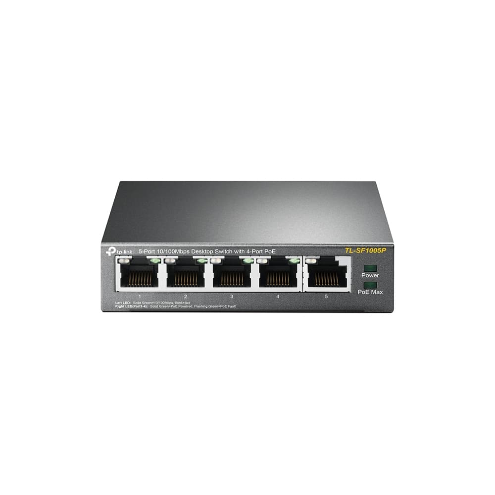 TP-Link TL-SF1005P commutateur réseau Non-géré Fast Ethernet (10/100) Connexion Ethernet, supportant l'alimentation via ce port (PoE) Noir