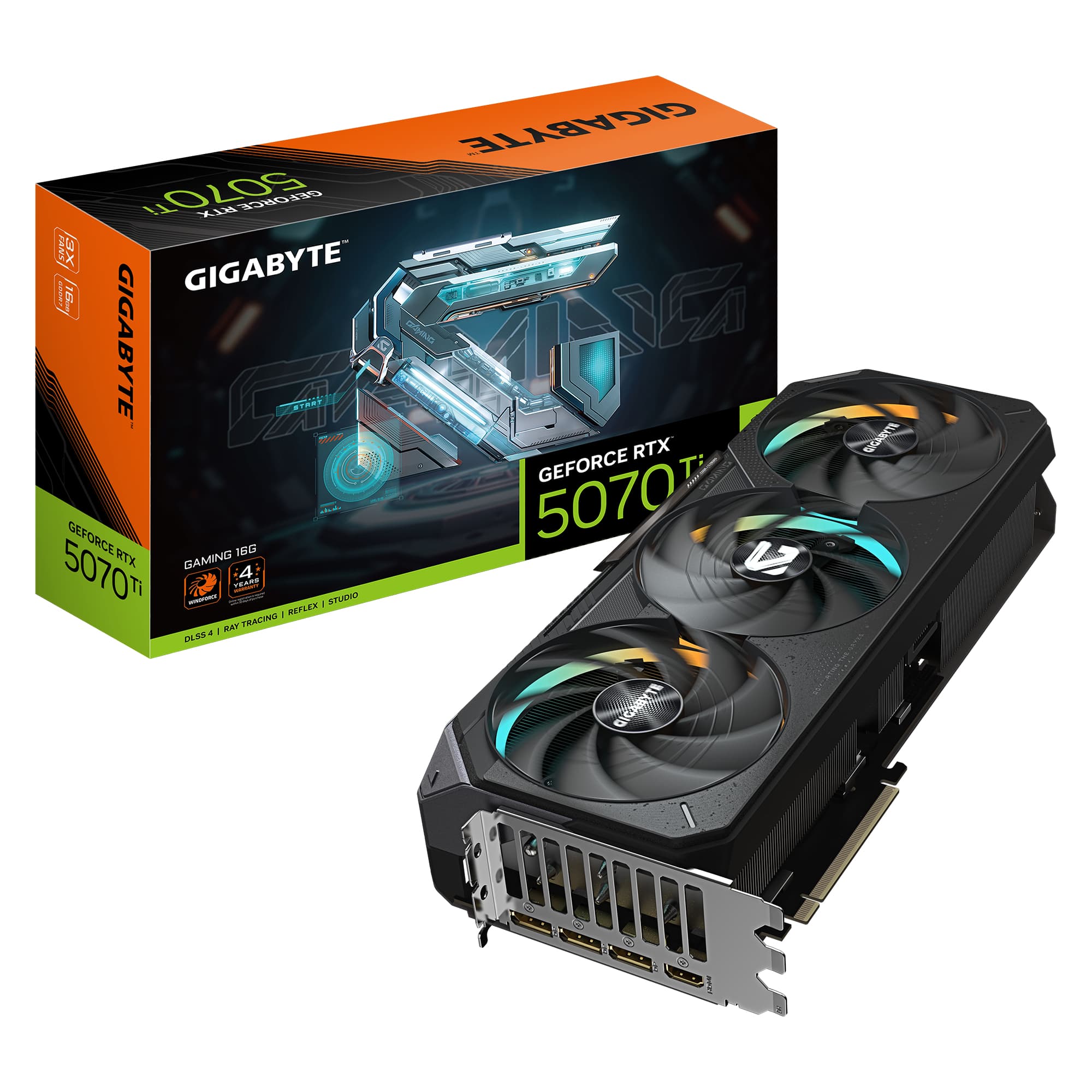 GIGABYTE GeForce RTX 5070 Ti GAMING 16G Carte graphique - 16 Go GDDR7, 256 bits, PCI-E 5.0, Fréquence du cœur 2452 MHz, 3 x DP 2.1b, 1 x HDMI 2.1b, DLSS 4, GV-N507TGAMING-16GD