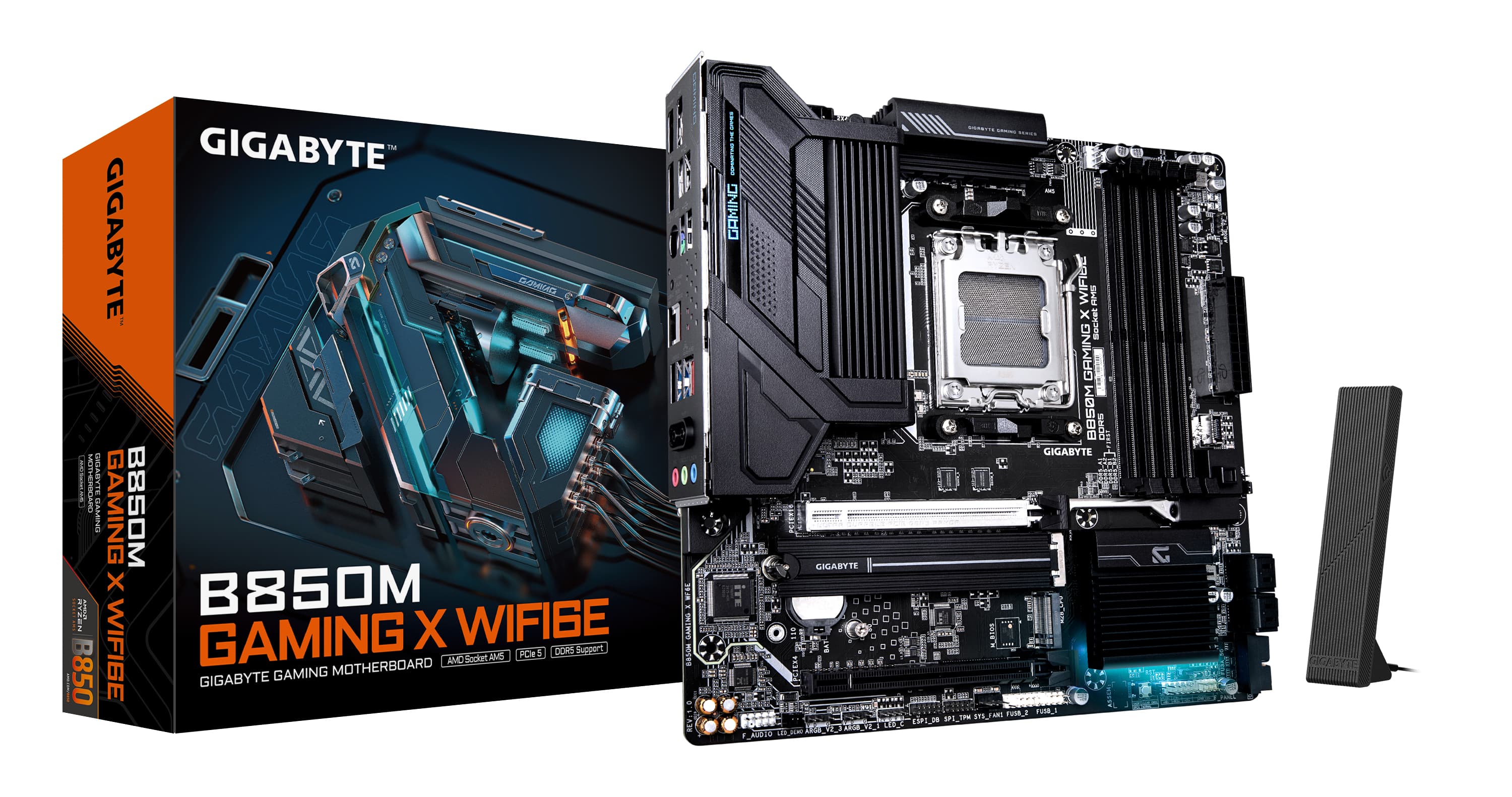 GIGABYTE B850M GAMING X WIFI6E Carte Mère - Processeurs AMD Ryzen Série 9000, VRM numérique 10+2+2 phases, jusqu'à 8200MHz DDR5 (OC), 1xPCIe 5.0 + 1xPCIe 4.0 M.2, LAN 2.5, WIFI 6E, USB 3.2 Gen 2.
