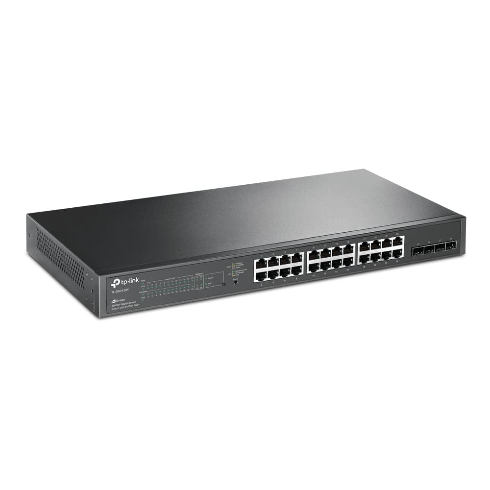TP-Link JetStream TL-SG2428P commutateur réseau Géré L2/L2+ Gigabit Ethernet (10/100/1000) Connexion Ethernet, supportant l'alimentation via ce port (PoE) 1U Noir