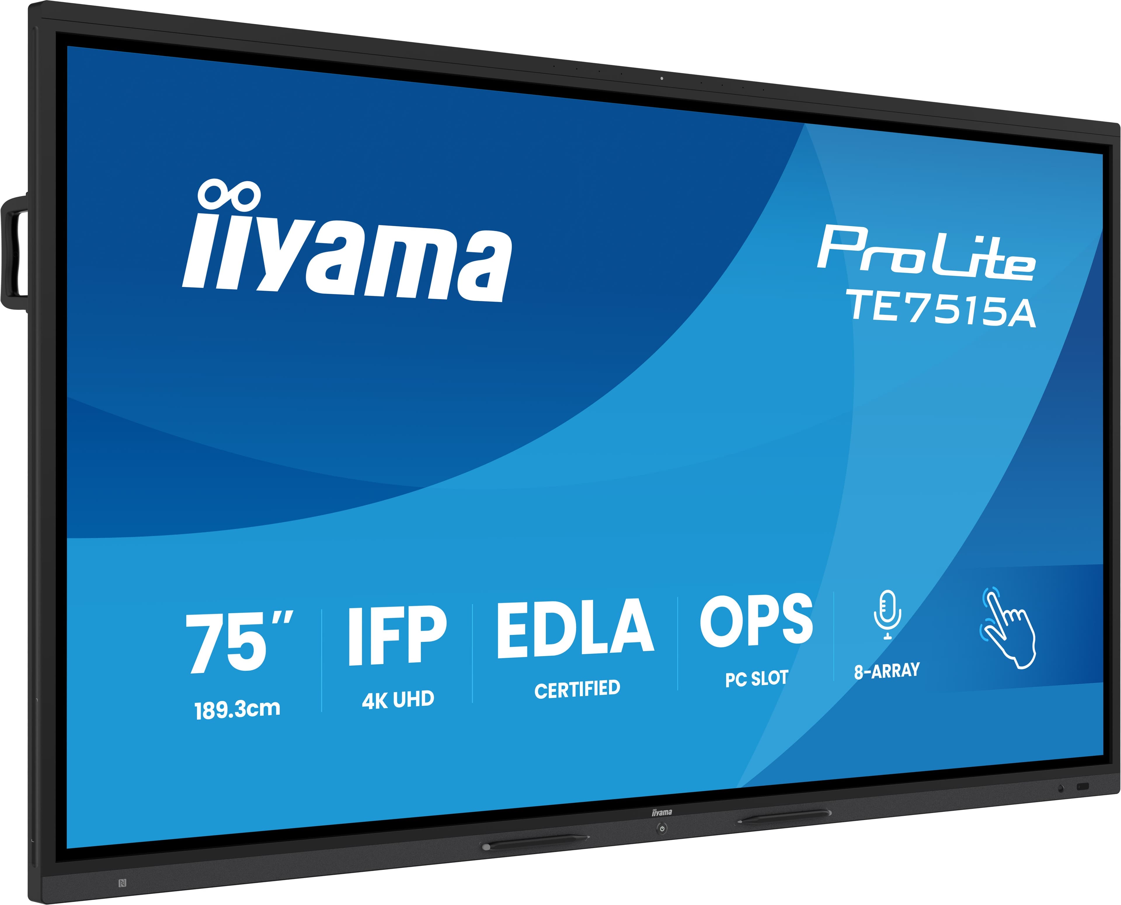 iiyama TE7515A-B1AG Écran d'affichage dynamique Écran plat interactif 190,5 cm (75") Wifi 550 cd/m² 4K Ultra HD Noir Écran tactile Intégré dans le processeur Android