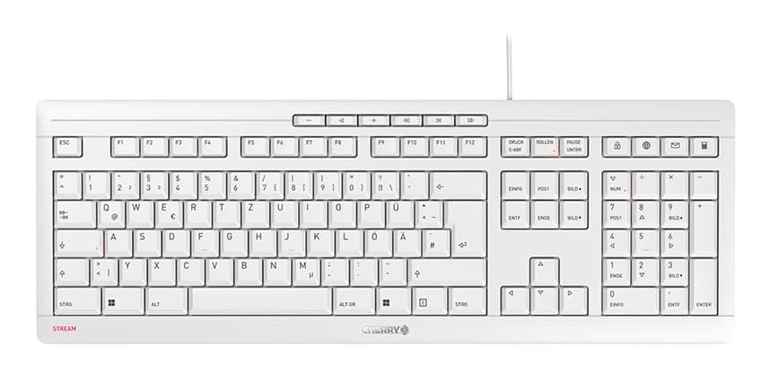 CHERRY STREAM clavier Bureau USB QWERTZ Allemand Blanc