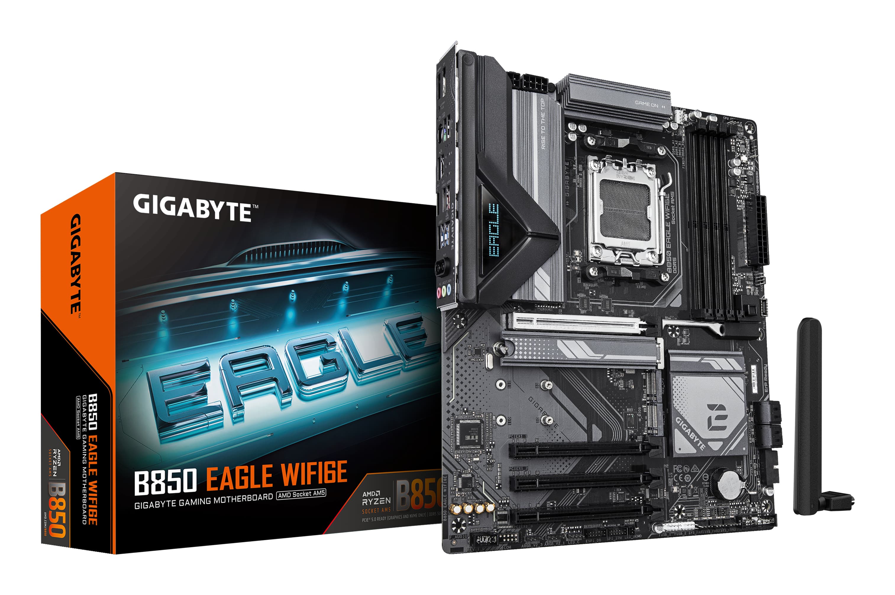 GIGABYTE B850 EAGLE WIFI6E Carte Mère - AMD Ryzen 9000 Series CPUs, VRM numérique 8+2+2 phases, jusqu'à 8200MHz DDR5 (OC), 1xPCIe 5.0 + 2xPCIe 4.0 M.2, LAN GbE, WIFI 6E, USB 3.2 Gen 2