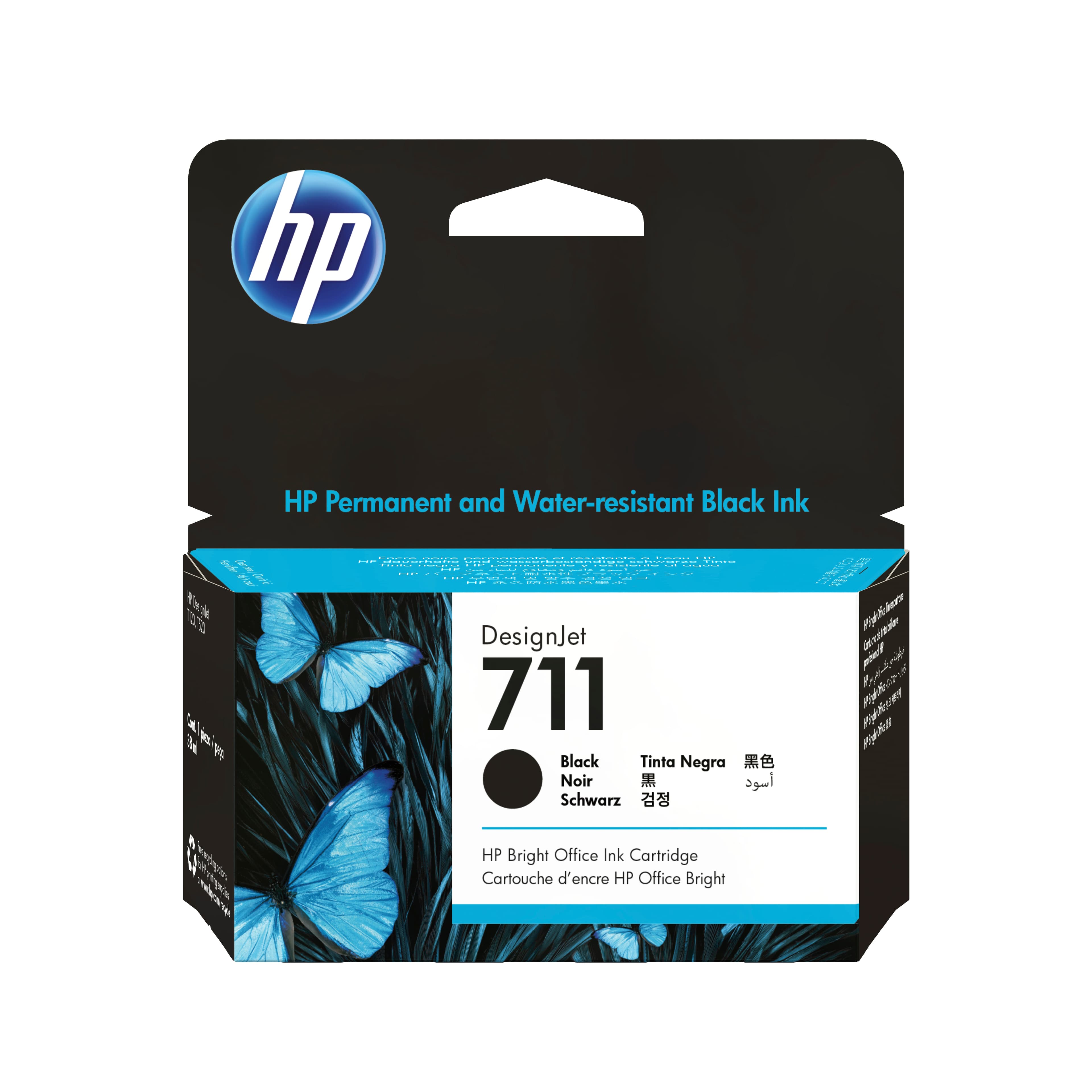HP 711 cartouche d'encre DesignJet noir, 38 ml