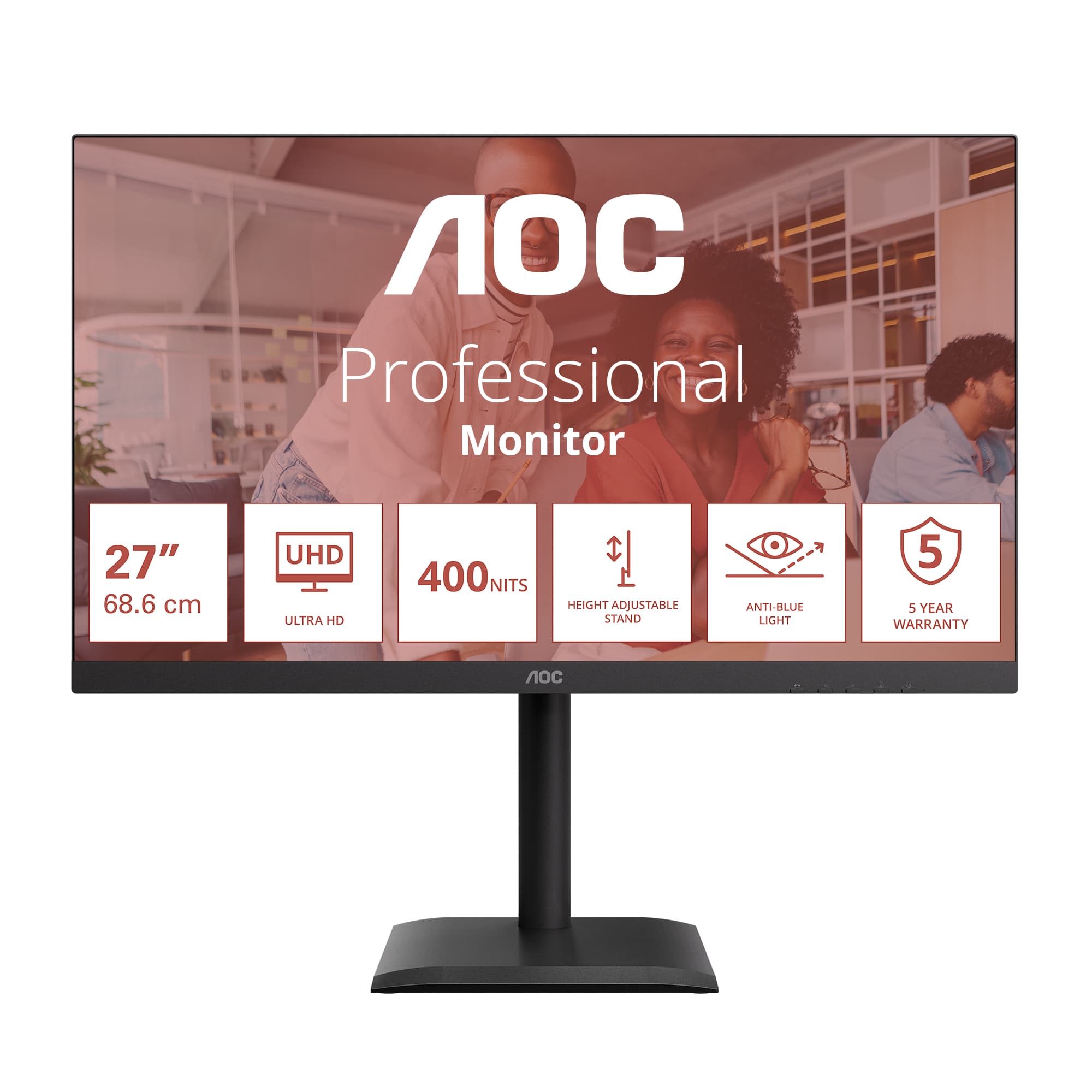 AOC E4 U27E4CV écran plat de PC 68,6 cm (27") 3840 x 2160 pixels 4K Ultra HD LED Noir