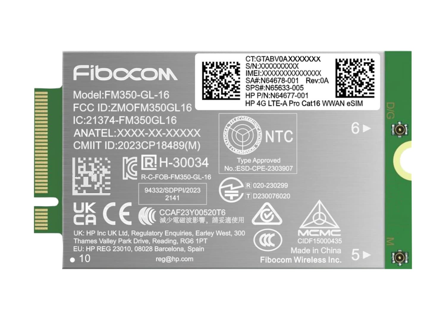 HP 4G LTE-A Pro Cat16 WWAN carte et adaptateur d'interfaces
