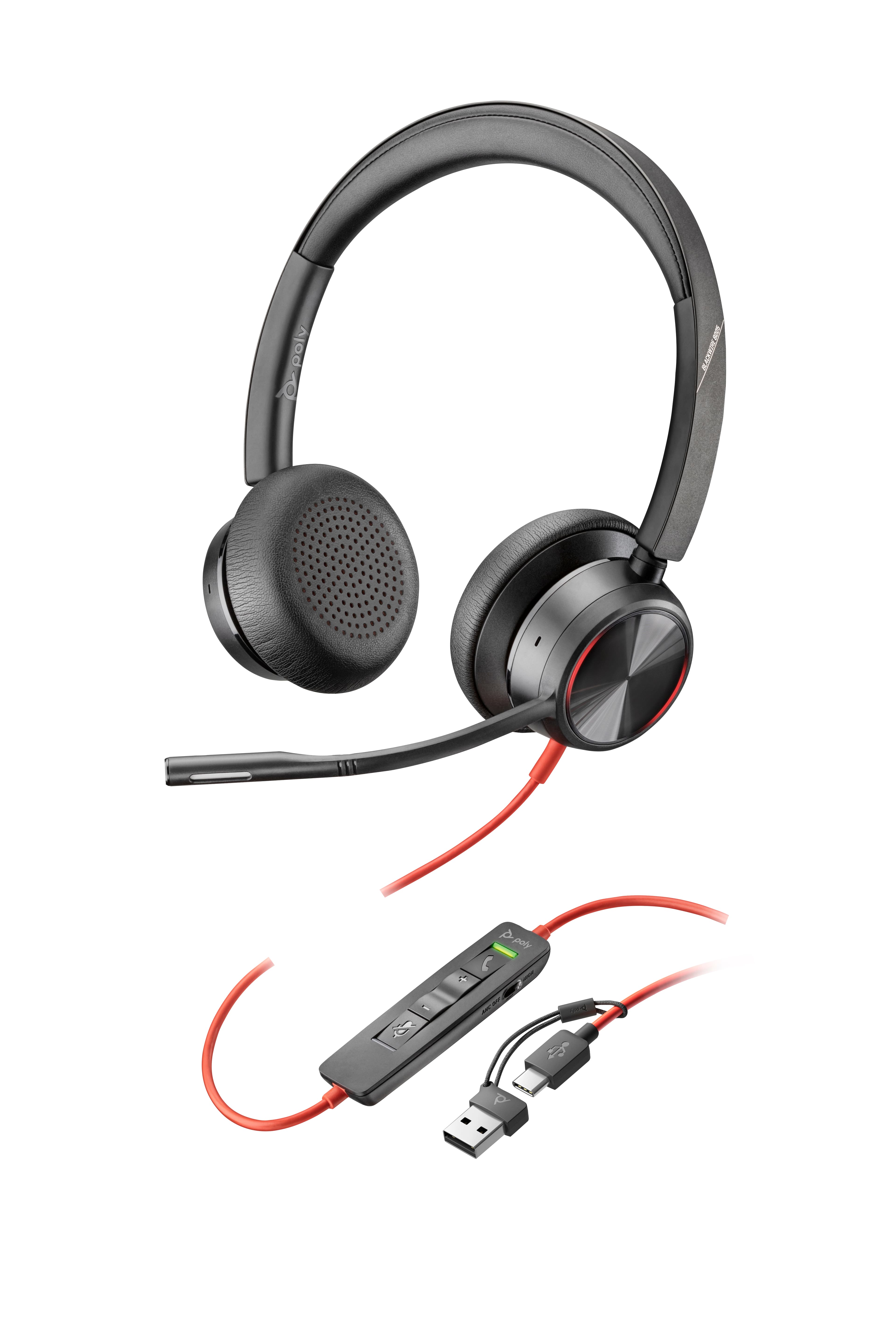 HP Poly Micro-casque Poly Blackwire 8225 stéréo USB-C + adaptateur USB-C/A