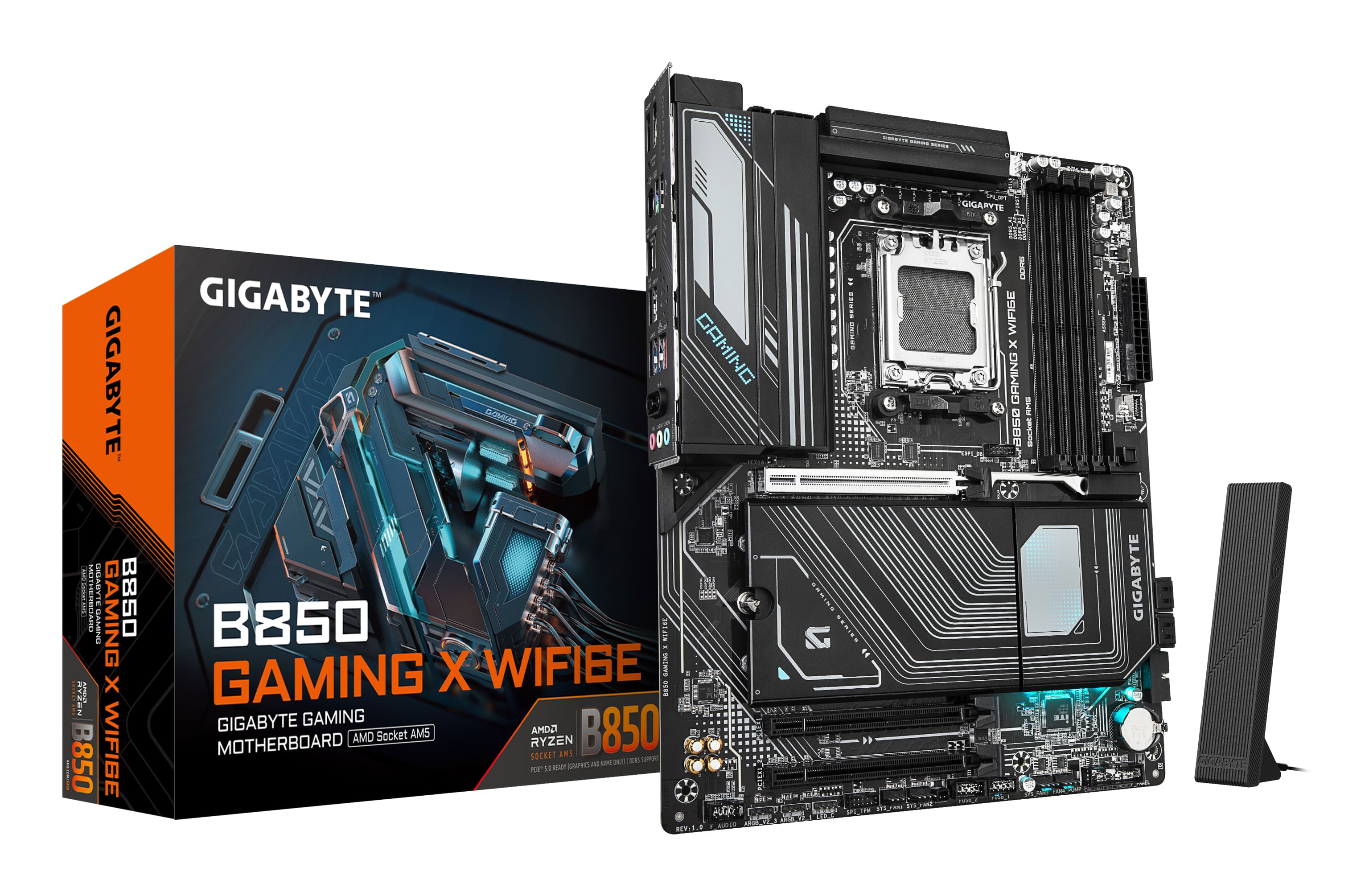 GIGABYTE B850 GAMING X WIFI6E Carte Mère - AMD Ryzen 9000 Series CPUs, VRM numérique 12+2+2 phases, jusqu'à 8200MHz DDR5 (OC), 1xPCIe 5.0 + 2xPCIe 4.0 M.2, LAN 2.5G, WIFI 6E, USB 3.2 Gen 2x2