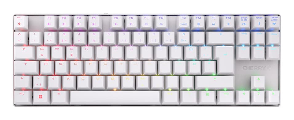 CHERRY MX 8.2 TKL Wireless RGB clavier Gaming USB + RF Wireless + Bluetooth QWERTZ Allemand Blanc