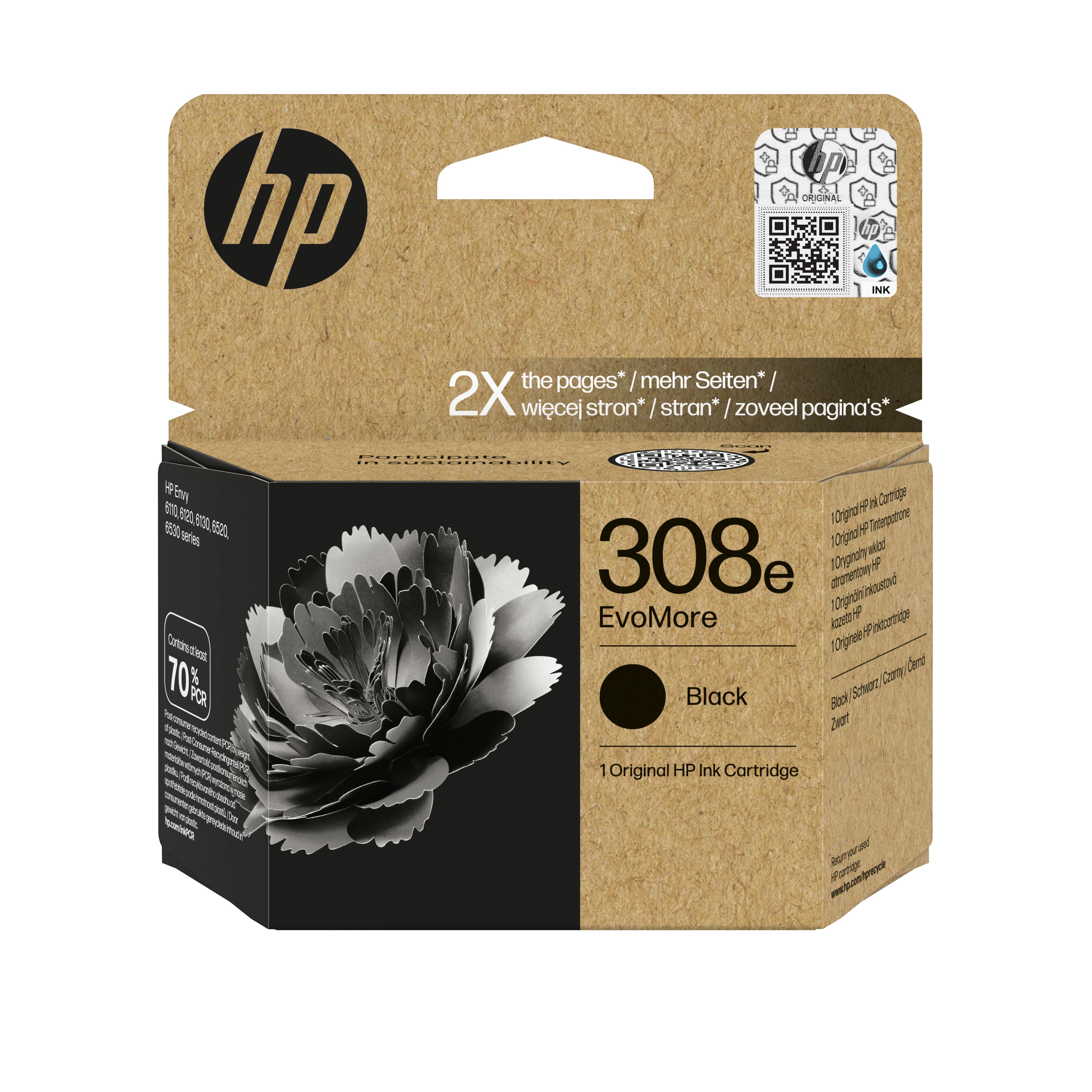 HP 308e Cartouche d’encre authentique Noir EvoMore