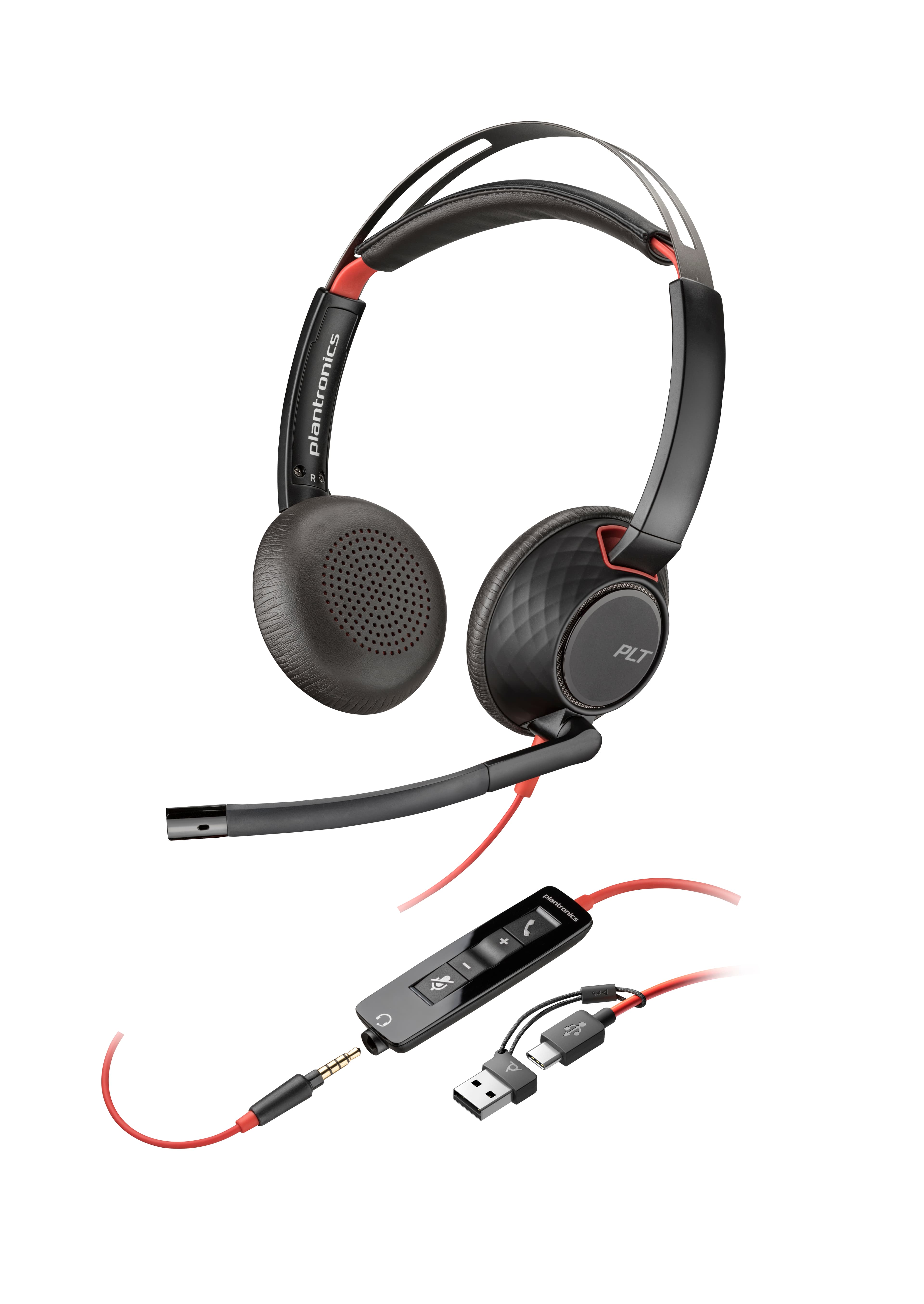 HP Poly Micro-casque stéréo USB-C Poly Blackwire 5220 + prise 3,5 mm + adaptateur USB-C/A (lot)