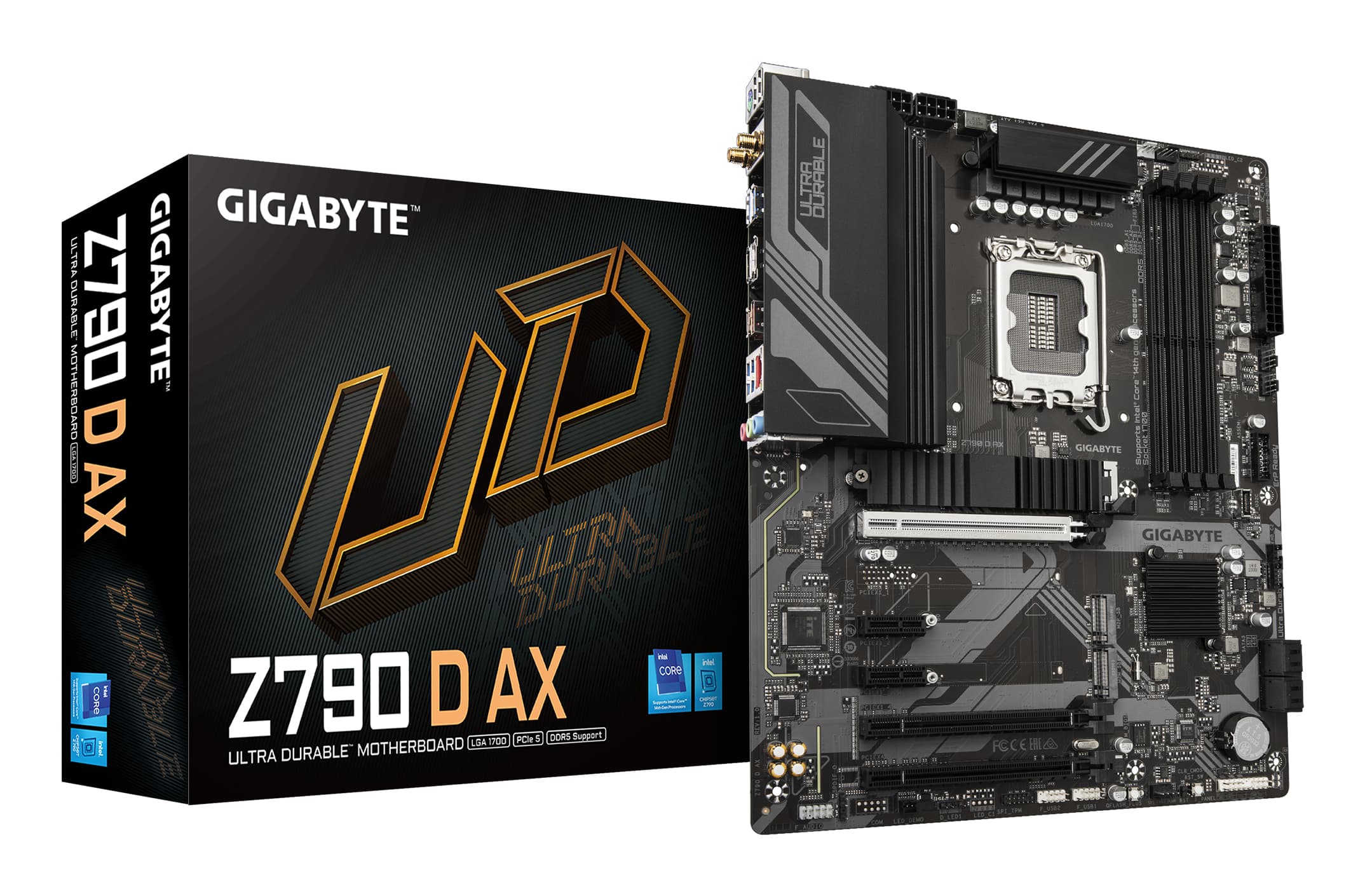 GIGABYTE Z790 D AX Carte Mère - Prend en charge les processeurs Intel Core de 14e génération, VRM numérique 12+1+1 phases, jusqu'à 7600MHz DDR5 (OC), 3xPCIe 4.0 M.2, Wi-Fi 6E, LAN 2.5GbE, USB 3.2 Gen 2