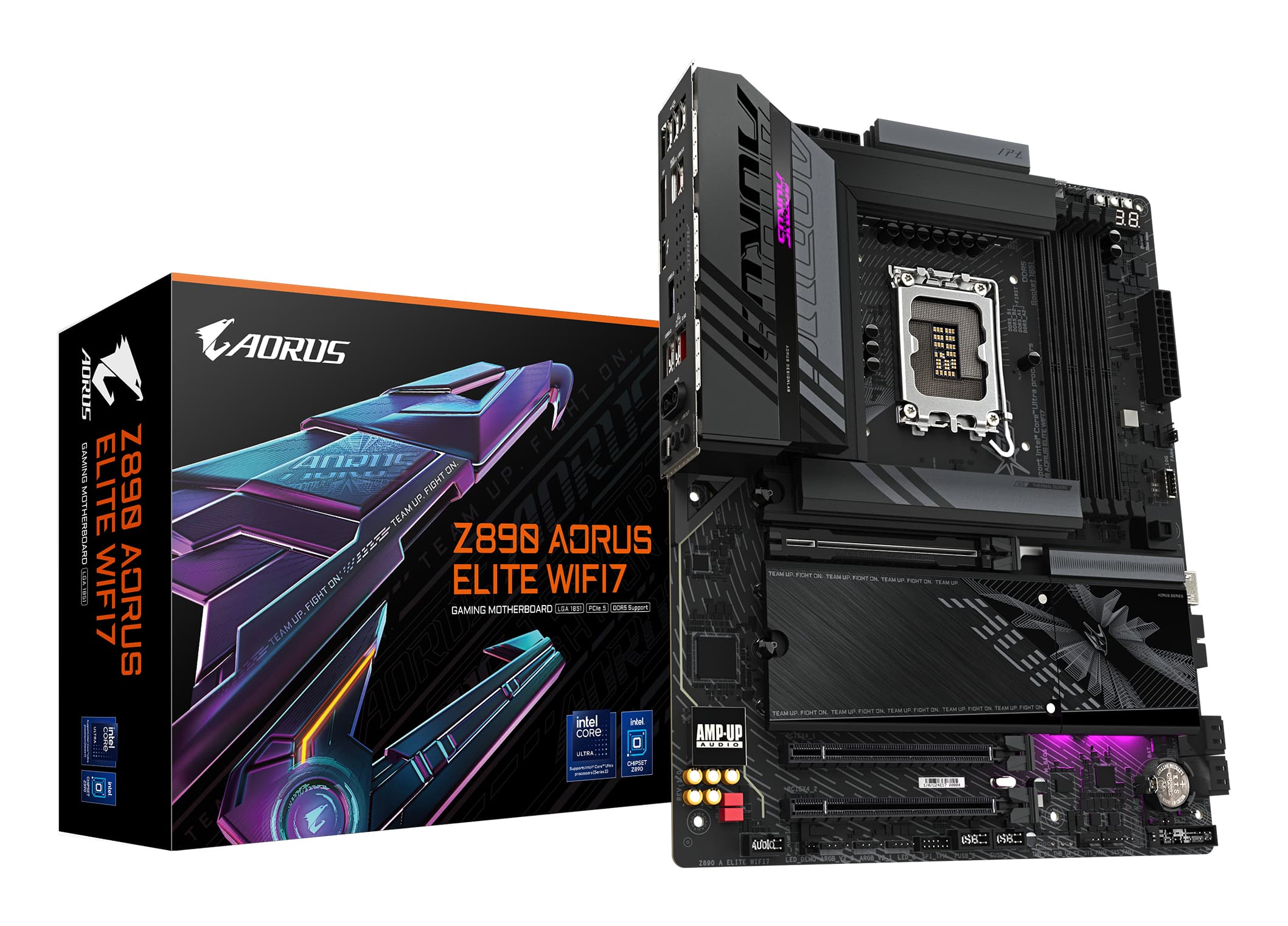 GIGABYTE Carte mère Z890 AORUS ELITE WIFI7 - Prend en charge les processeurs Intel Core Ultra (Série 2), VRM à 16+1+2 phases, jusqu'à 8800MHz DDR5 (OC), 1xPCIe 5.0 + 3xPCIe 4.0, Wi-Fi 7, LAN 2.5GbE, Thunderbolt 4