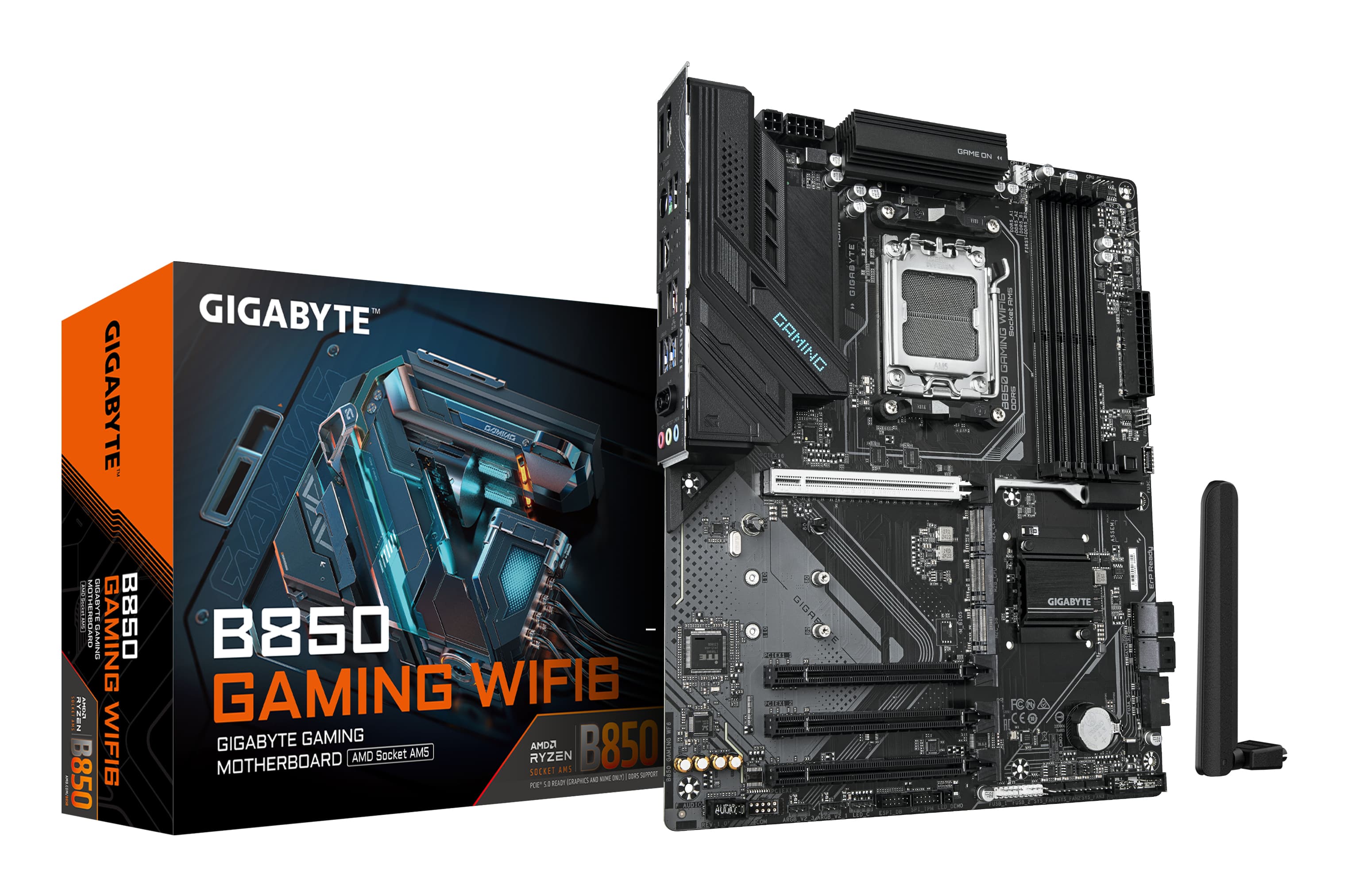 GIGABYTE B850 GAMING WIFI6 Carte Mère - AMD Ryzen 9000 Series CPUs, VRM numérique 6+2+2 phases, jusqu'à 8200MHz DDR5 (OC), 1xPCIe 5.0 + 2xPCIe 4.0 M.2, LAN GbE, WIFI 6, USB 3.2 Gen 2