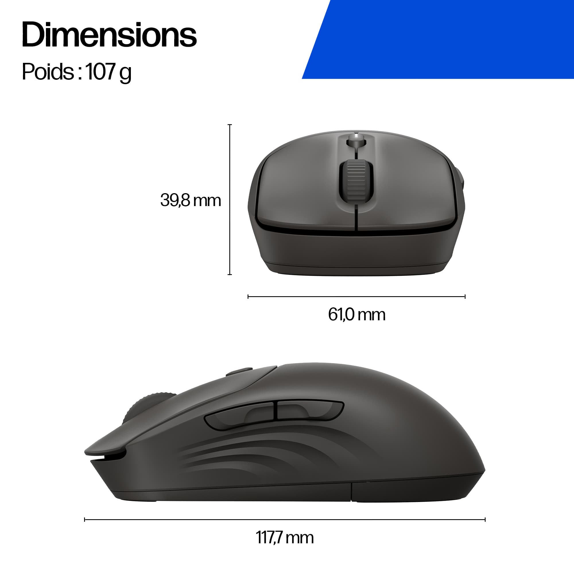 HP Souris silencieuse sans fil noire 405
