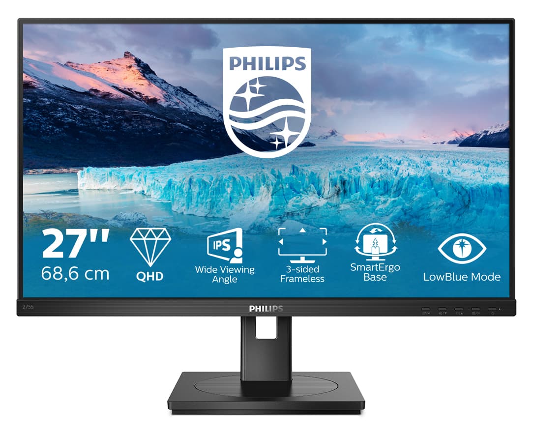 Philips S Line 275S1AE/00 écran plat de PC 68,6 cm (27") 2560 x 1440 pixels 2K Ultra HD LCD Noir