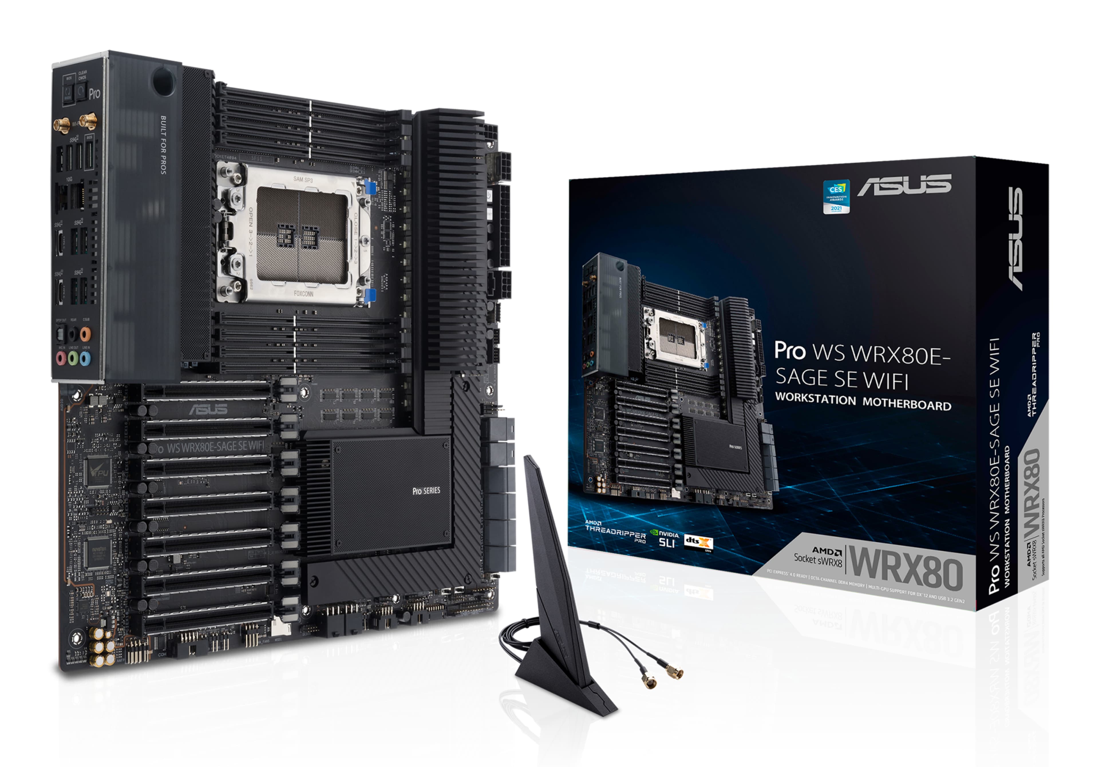 ASUS Pro WS WRX80E-SAGE SE WIFI II AMD WRX80 Emplacement sWRX8 ATX étendu
