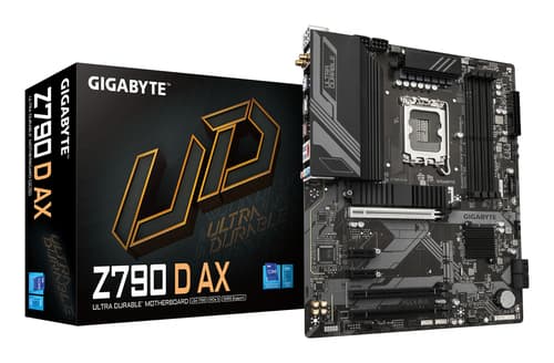 GIGABYTE Z790 D AX Carte Mère - Prend en charge les processeurs Intel Core de 14e génération, VRM numérique 12+1+1 phases, jusqu'à 7600MHz DDR5 (OC), 3xPCIe 4.0 M.2, Wi-Fi 6E, LAN 2.5GbE, USB 3.2 Gen 2