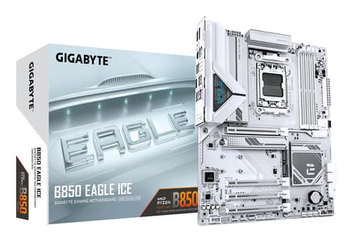 GIGABYTE B850 EAGLE ICE Carte Mère – Processeurs AMD Ryzen série 9000, VRM numérique 8+2+2 phases, jusqu’à 8200 MHz DDR5 (O.C), 1 x M.2 PCIe 5.0 + 2 x M.2 PCIe 4.0, LAN 2.5 GbE, USB 3.2 Gen 2
