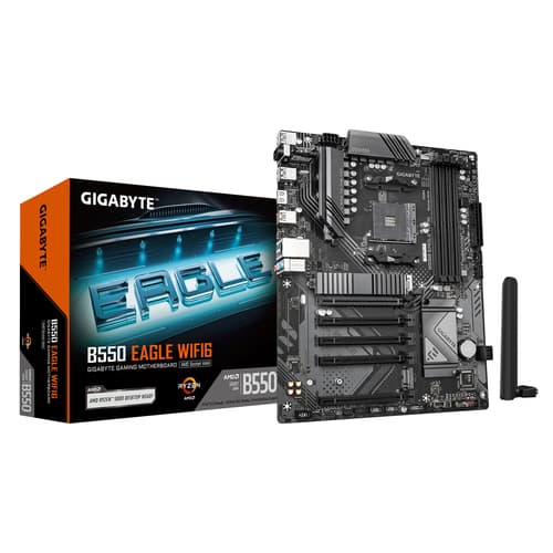 GIGABYTE B550 EAGLE WIFI6 Carte mère - Processeurs AMD Ryzen série 5000 G, VRM 10+3+1 phases, jusqu'à 3200 MHz DDR4, 1xPCIe 4.0 + 1xPCIe 3.0 M.2, LAN 1GbE, WIFI 6, USB 3.2 Gen 2