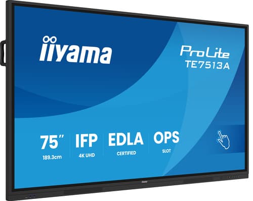 iiyama TE7513A-B1AG Écran d'affichage dynamique Écran plat interactif 190,5 cm (75") Wifi 500 cd/m² 4K Ultra HD Noir Écran tactile Intégré dans le processeur Android 18/7